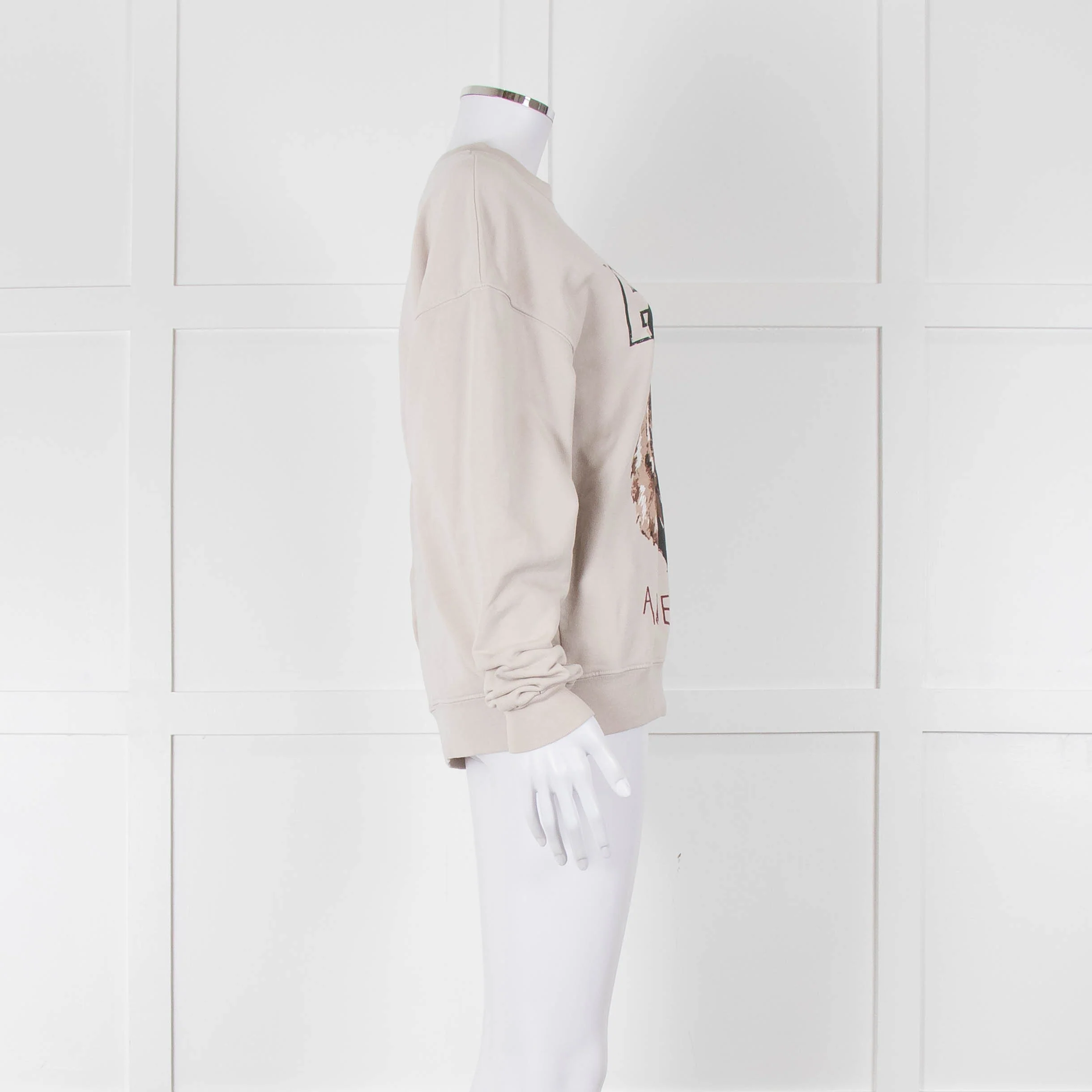 Anine Bing Beige Tiger Graphic Sweatshirt - Image 3