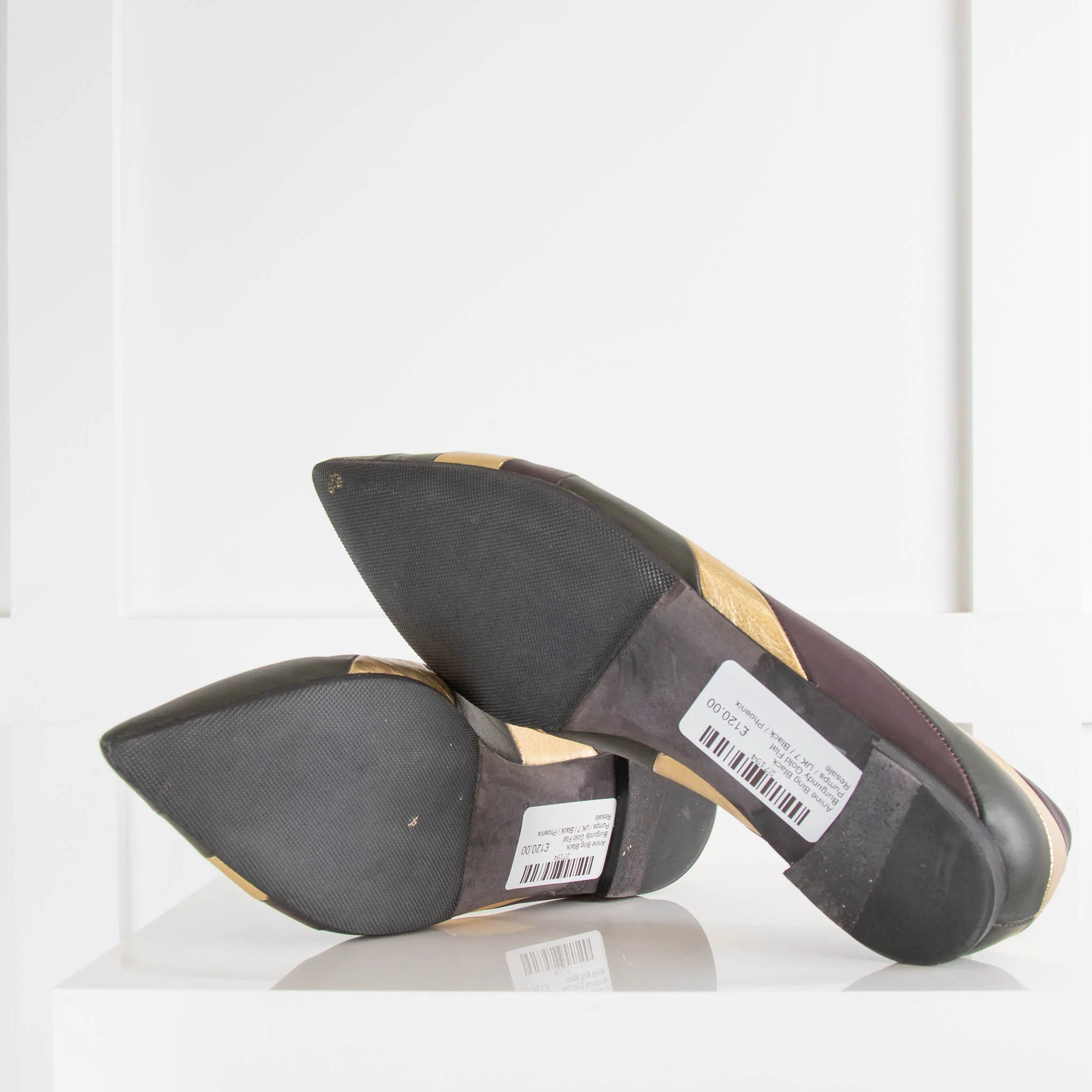 Anine Bing Khaki Burgundy Gold Flat Pumps - Image 5
