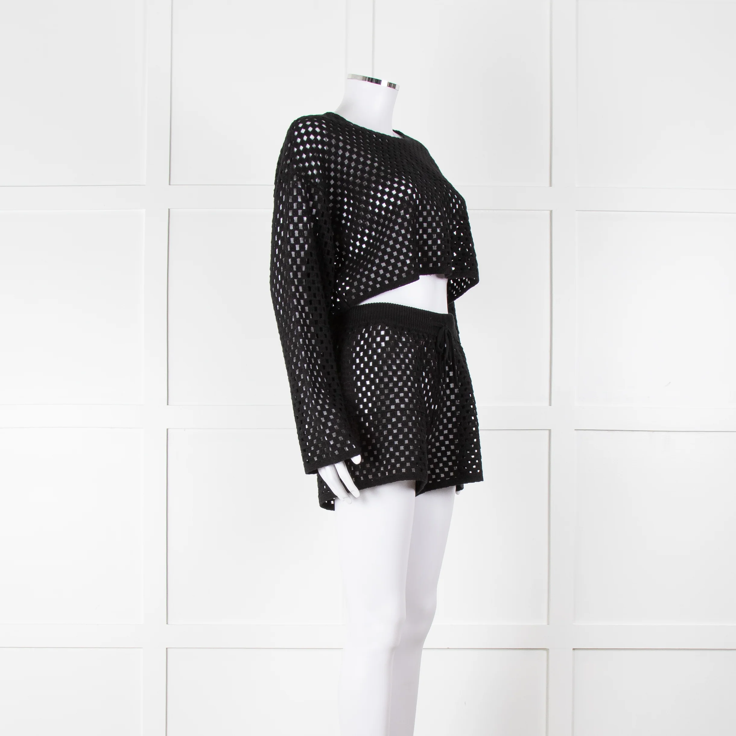 Anine Bing Black Crochet Knit Longsleeve Top - Image 10