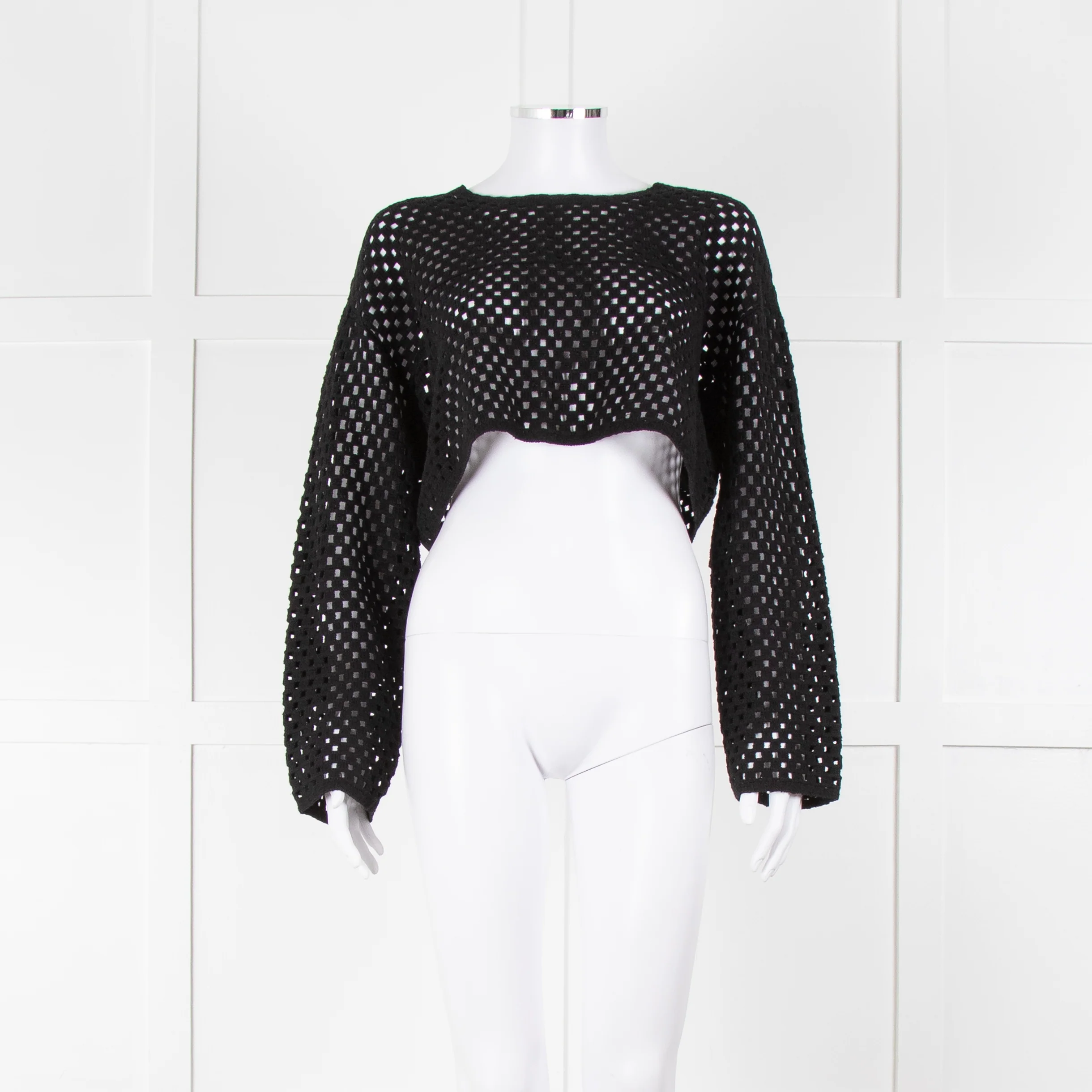 Anine Bing Black Crochet Knit Longsleeve Top - Image 2