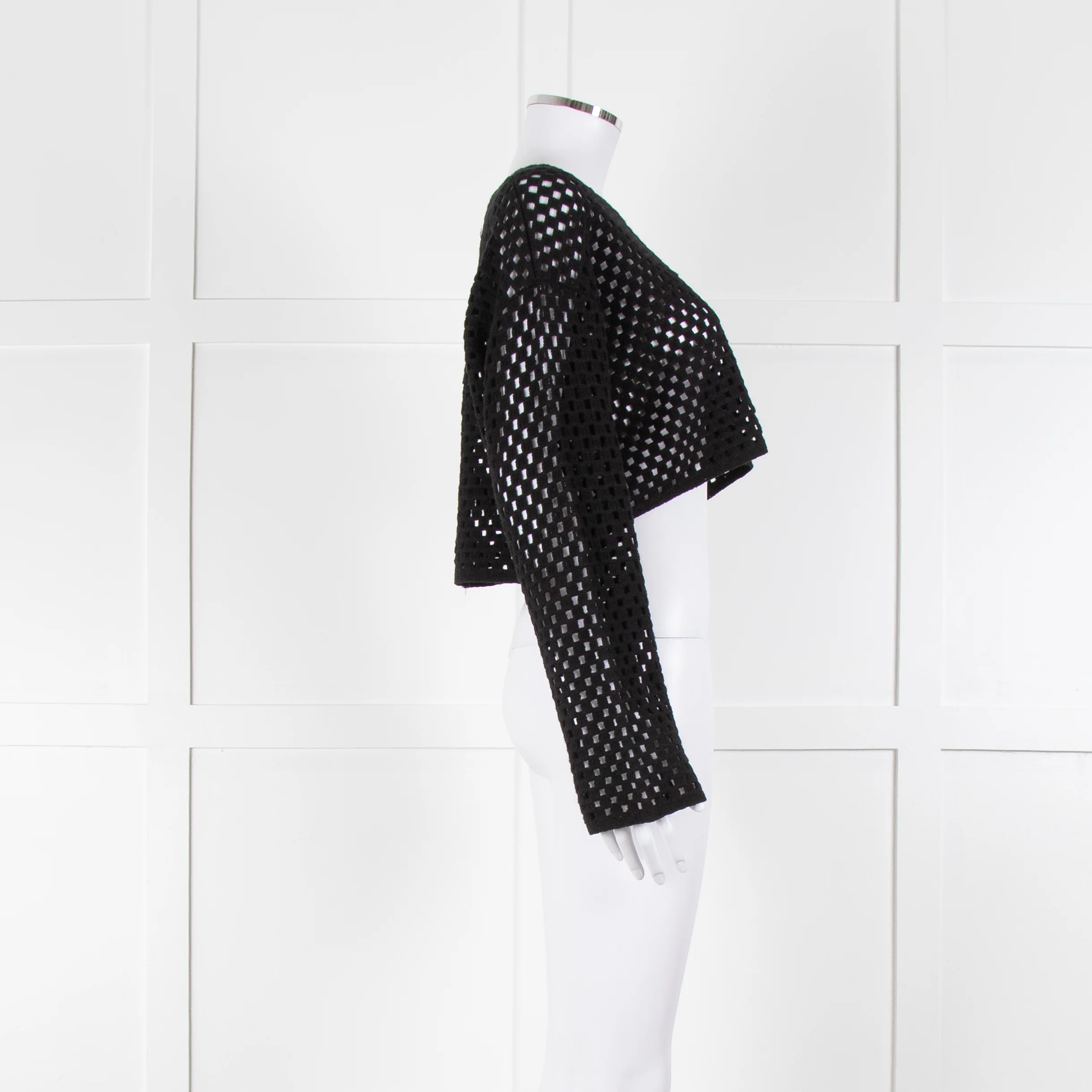 Anine Bing Black Crochet Knit Longsleeve Top - Image 4