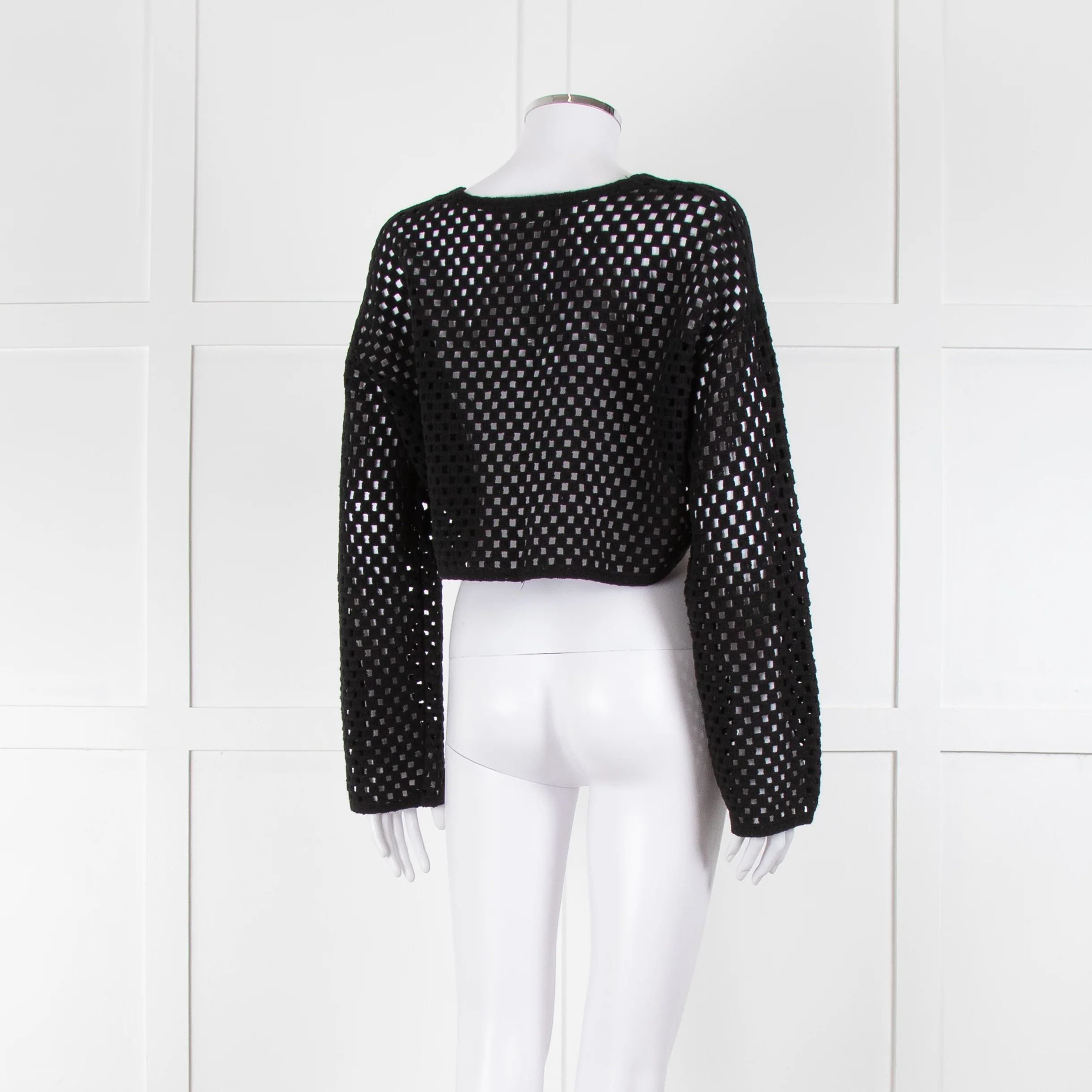 Anine Bing Black Crochet Knit Longsleeve Top - Image 5