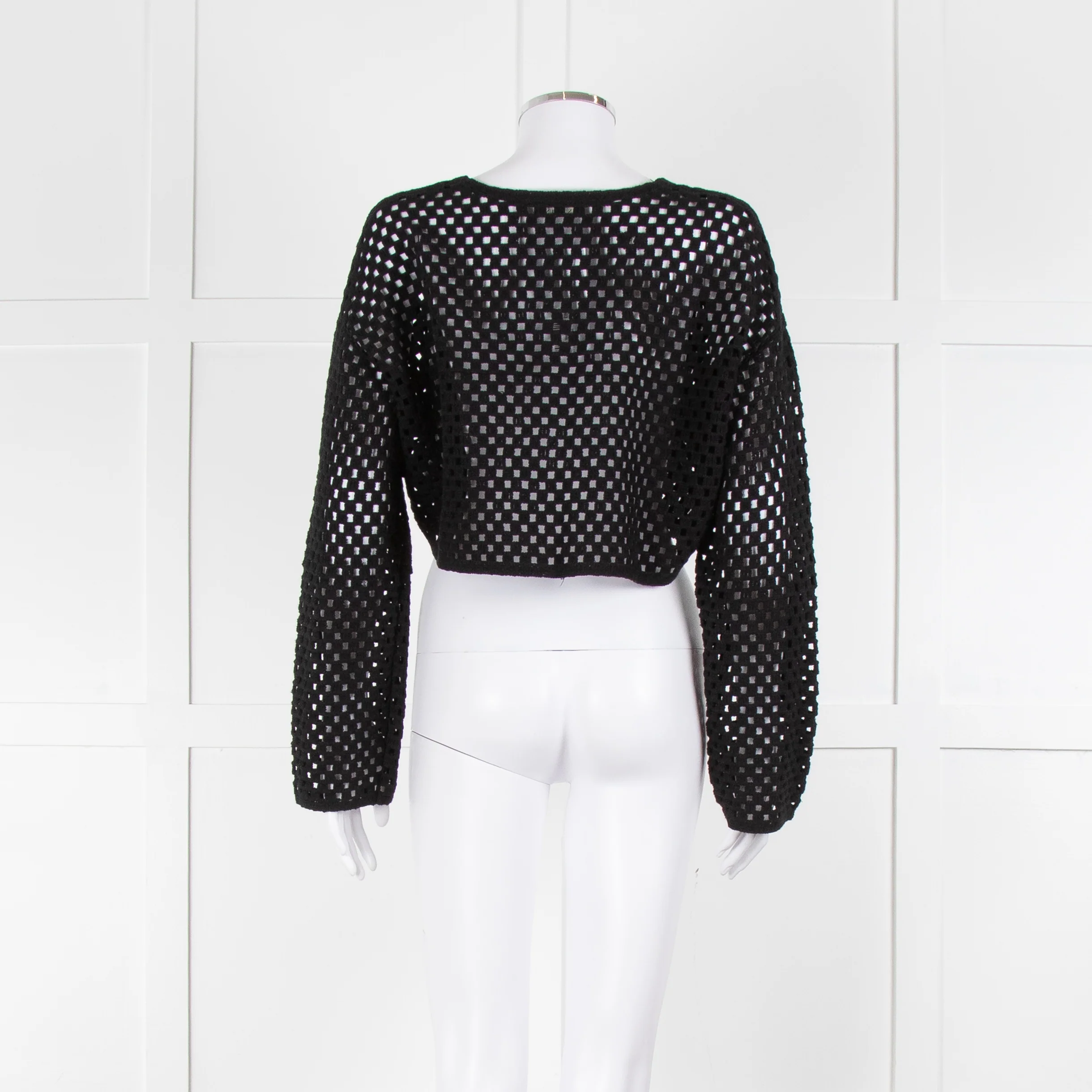 Anine Bing Black Crochet Knit Longsleeve Top - Image 6