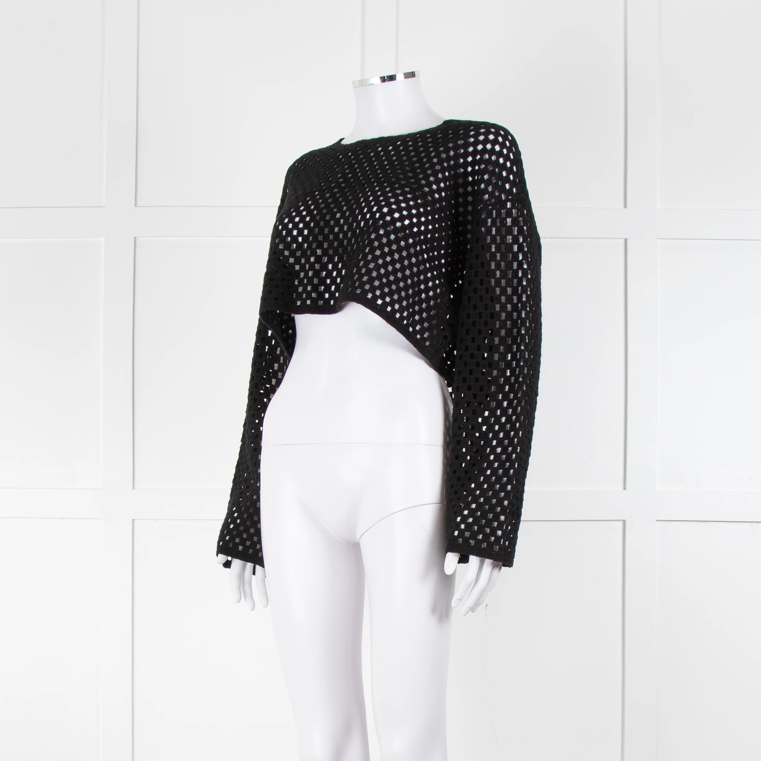 Anine Bing Black Crochet Knit Longsleeve Top - Image 9