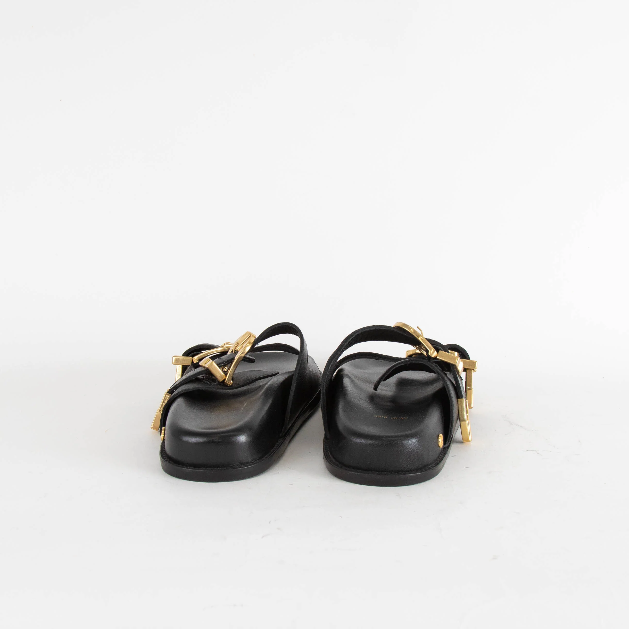 Anine Bing Black Gold Buckle Waylon Double-Strap Sliders - Image 5