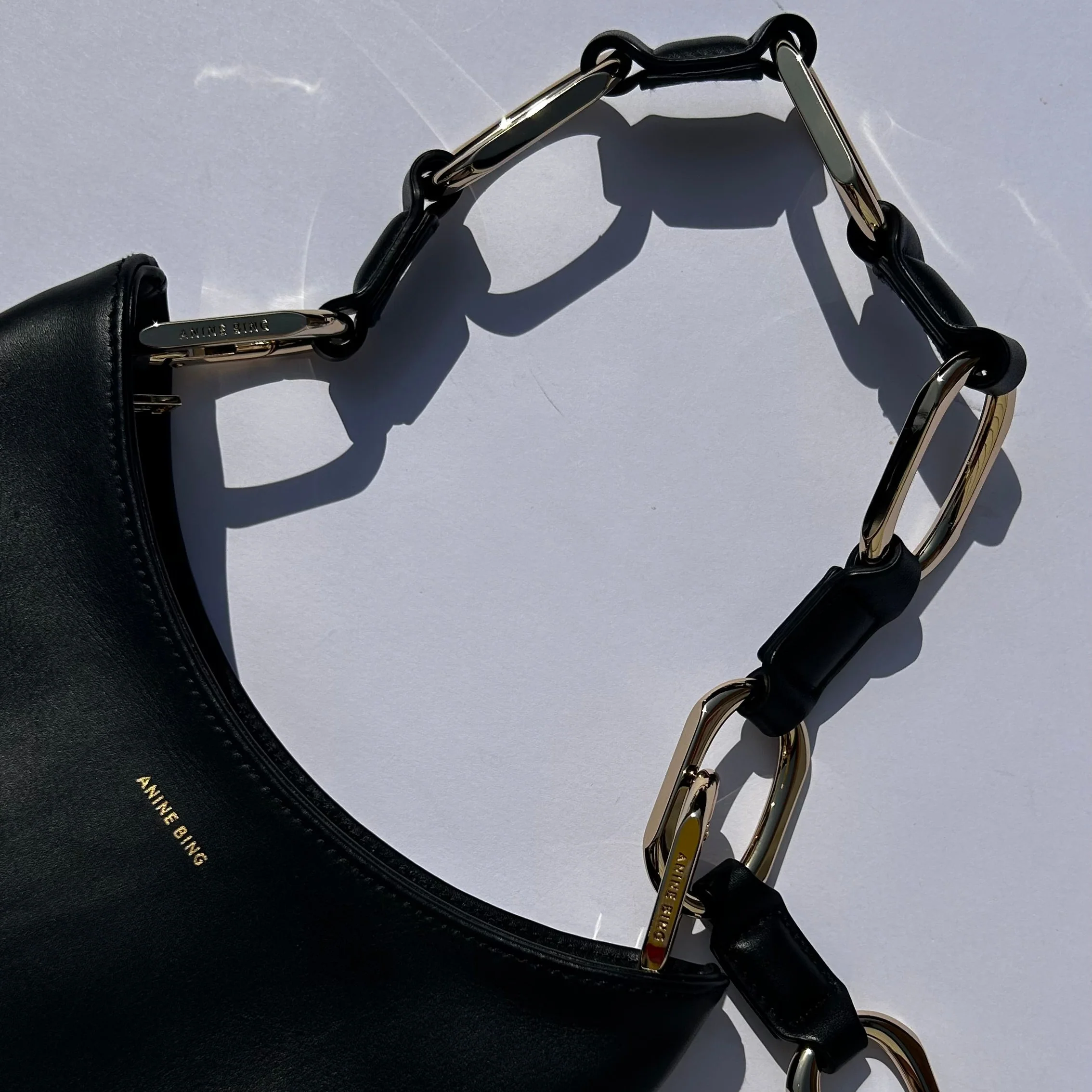 Anine Bing Black Mini Jody Bag With Gold Link Chain - Image 2