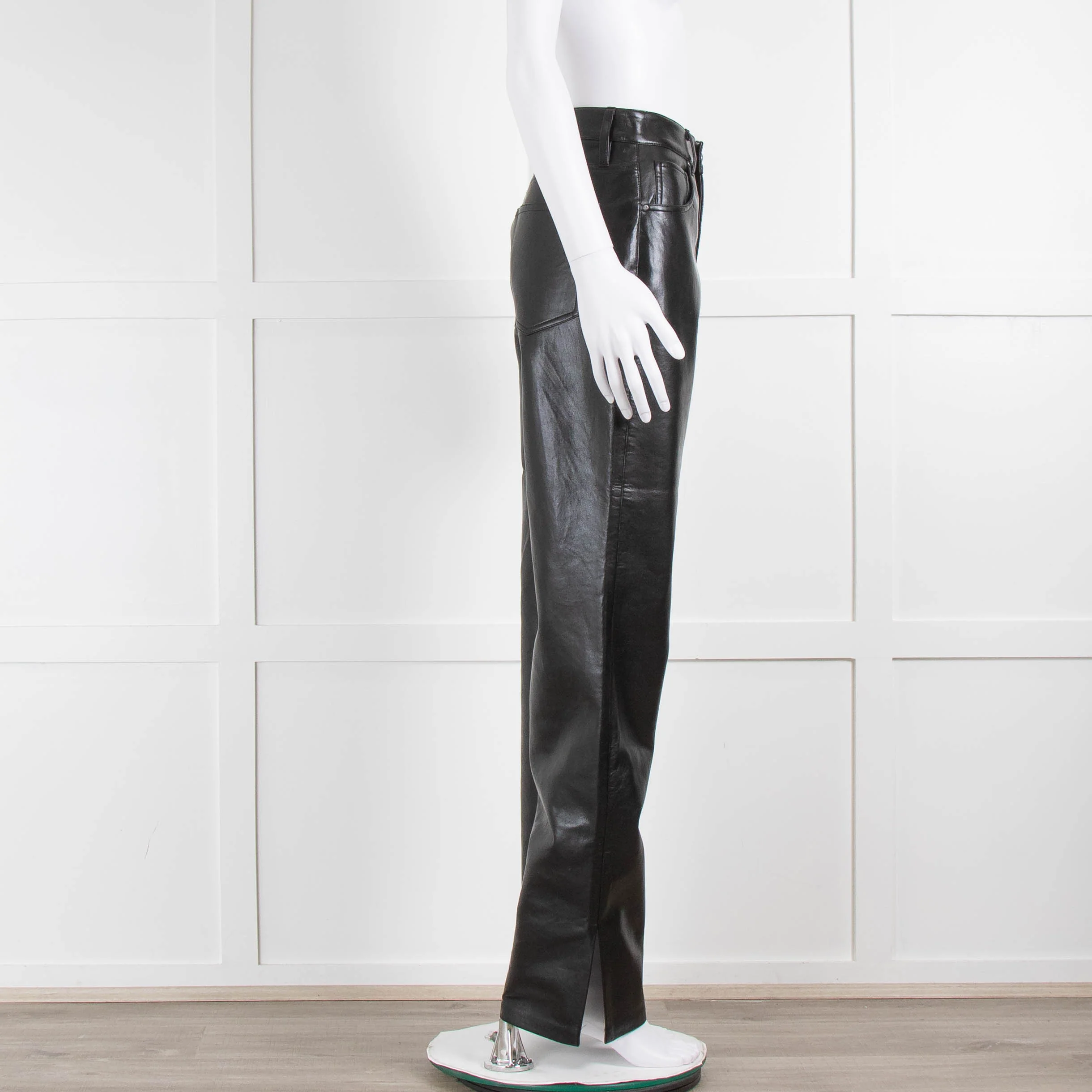 Anine Bing Black Recycled Leather Roy Trousers - Image 2