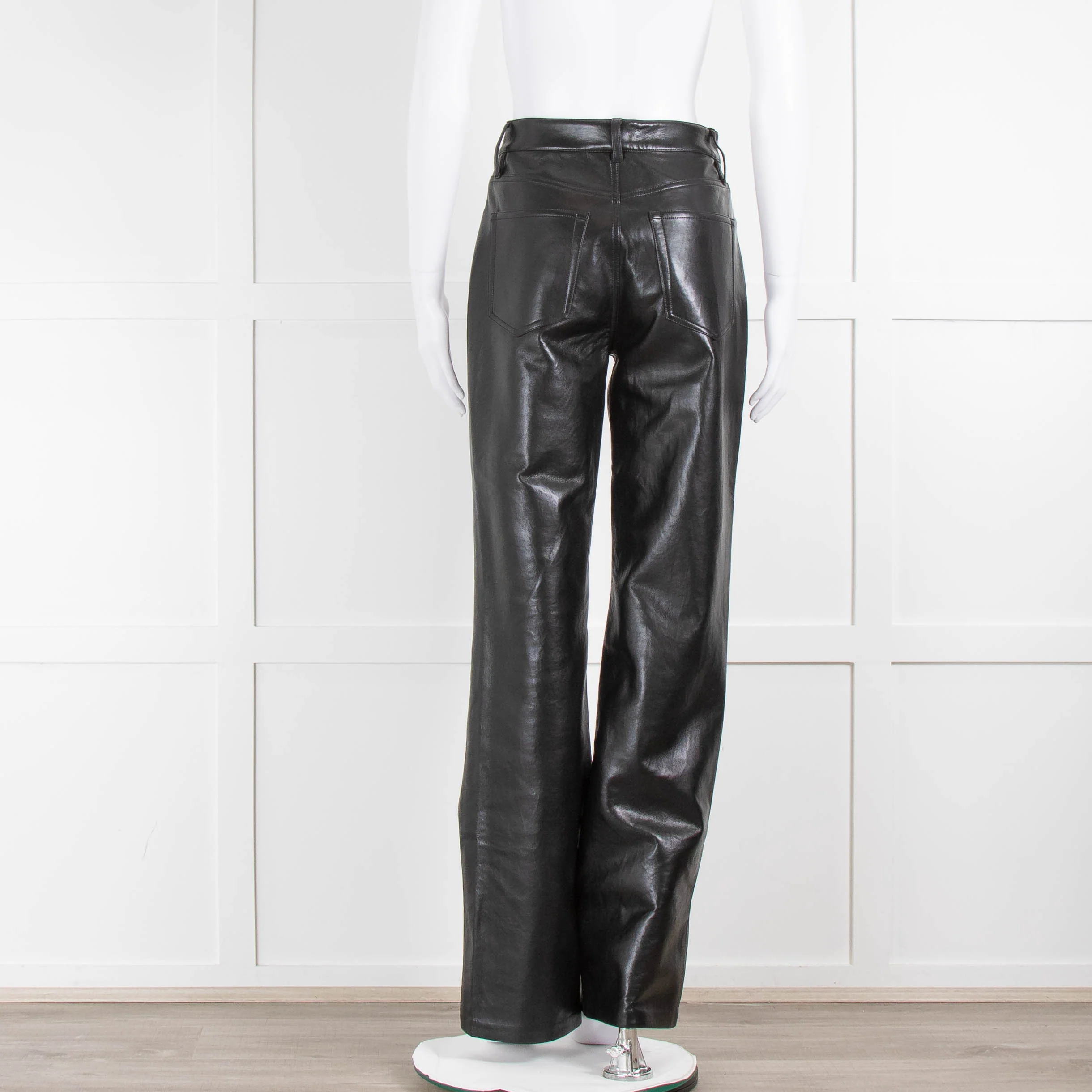 Anine Bing Black Recycled Leather Roy Trousers - Image 3