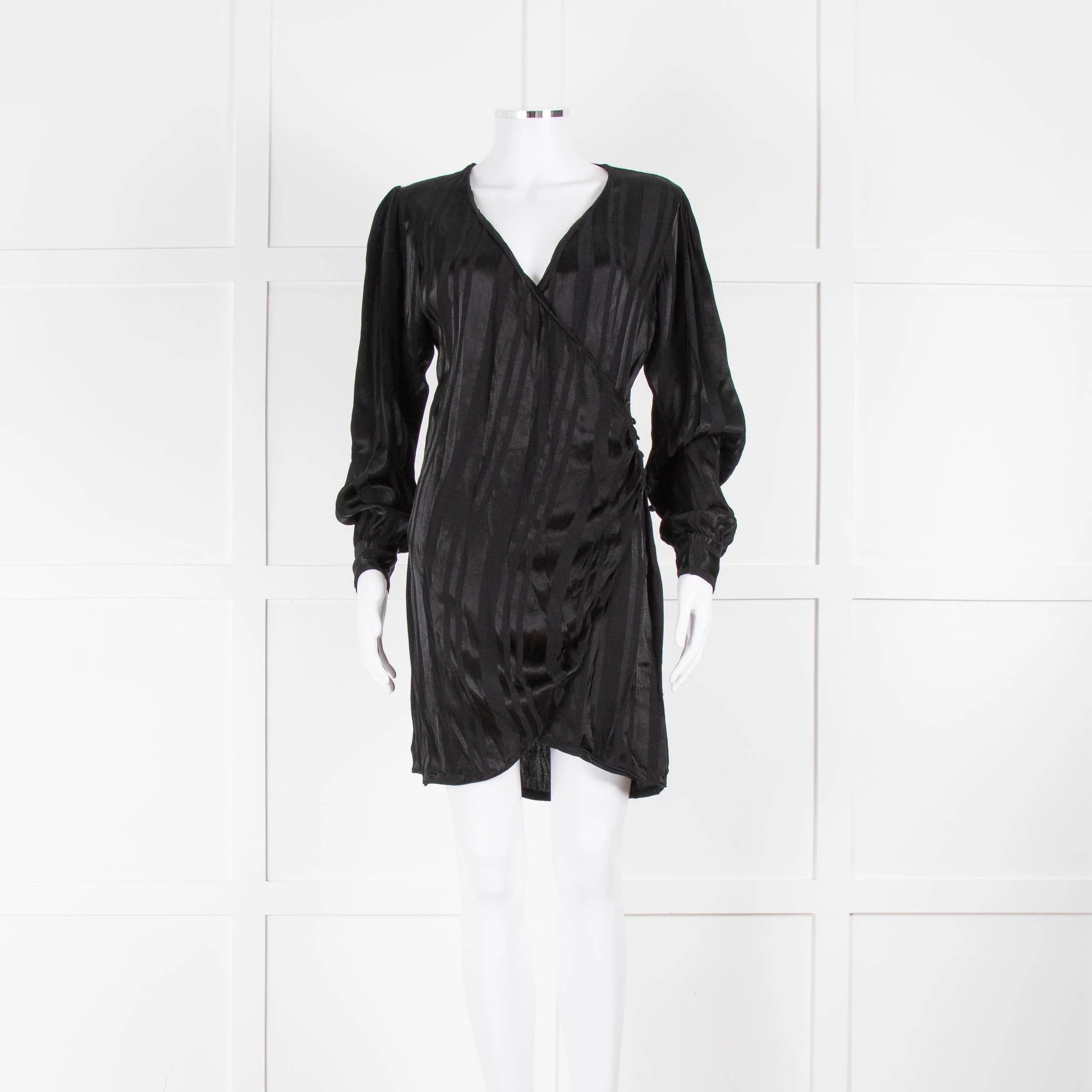 Anine Bing Black Striped Long Sleeve Mini Dress