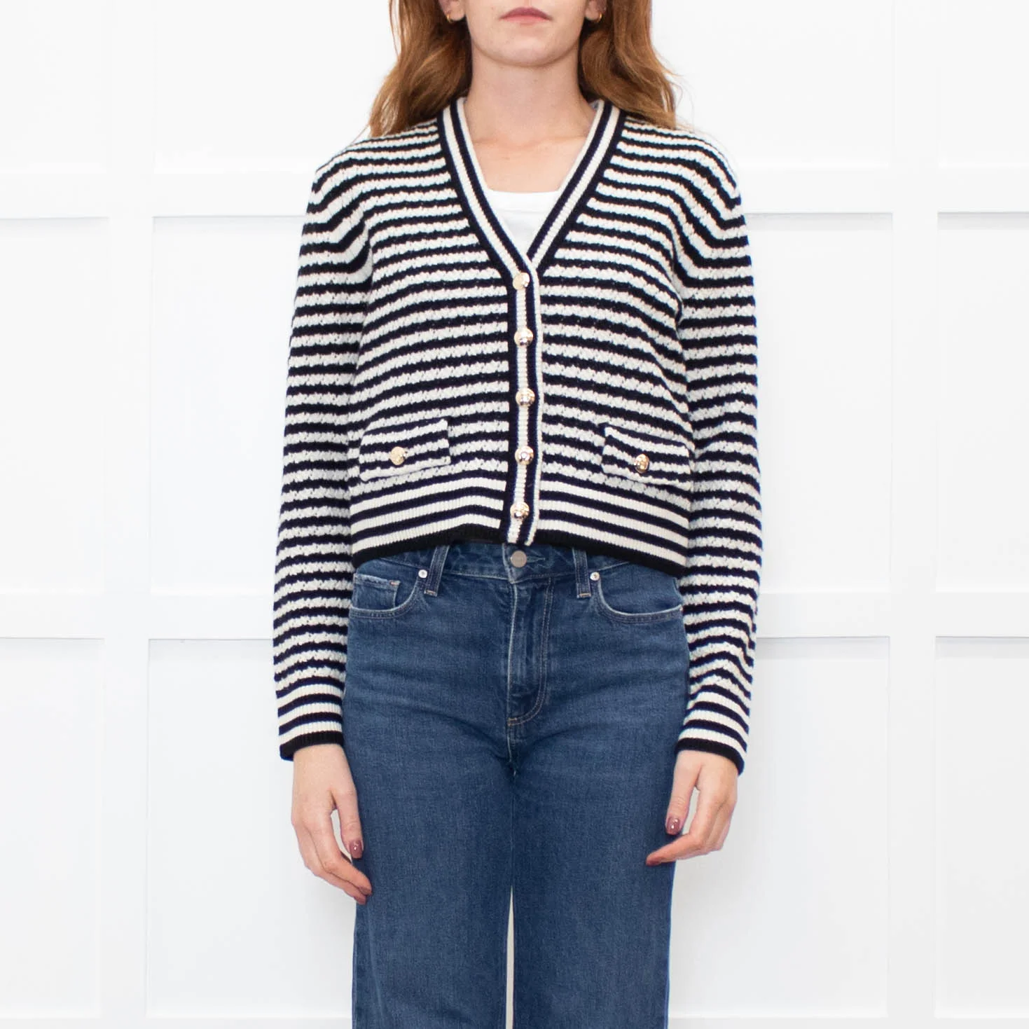 Anine Bing Gwen Black & Ivory Stripe Cardigan - Image 2