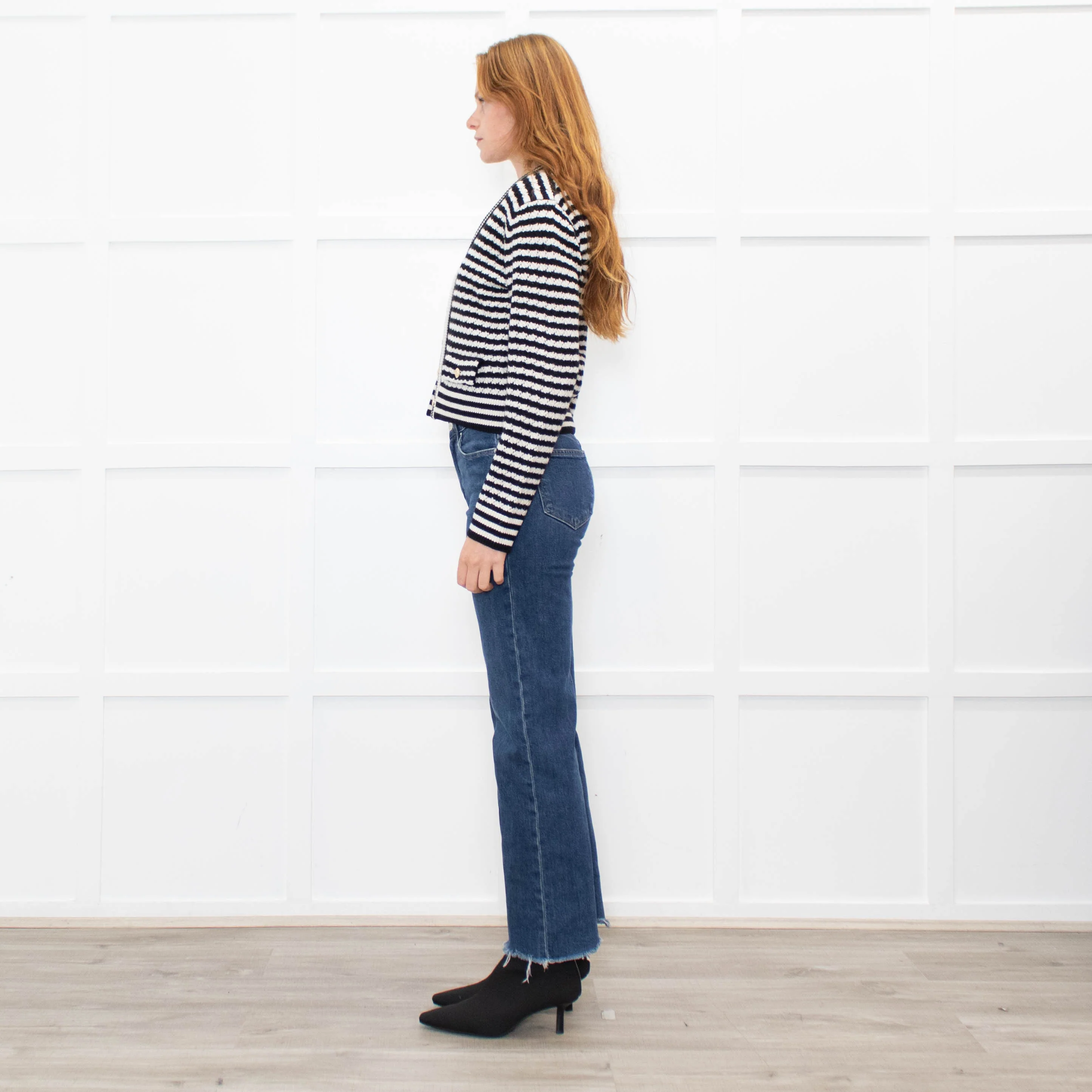 Anine Bing Gwen Black & Ivory Stripe Cardigan - Image 4