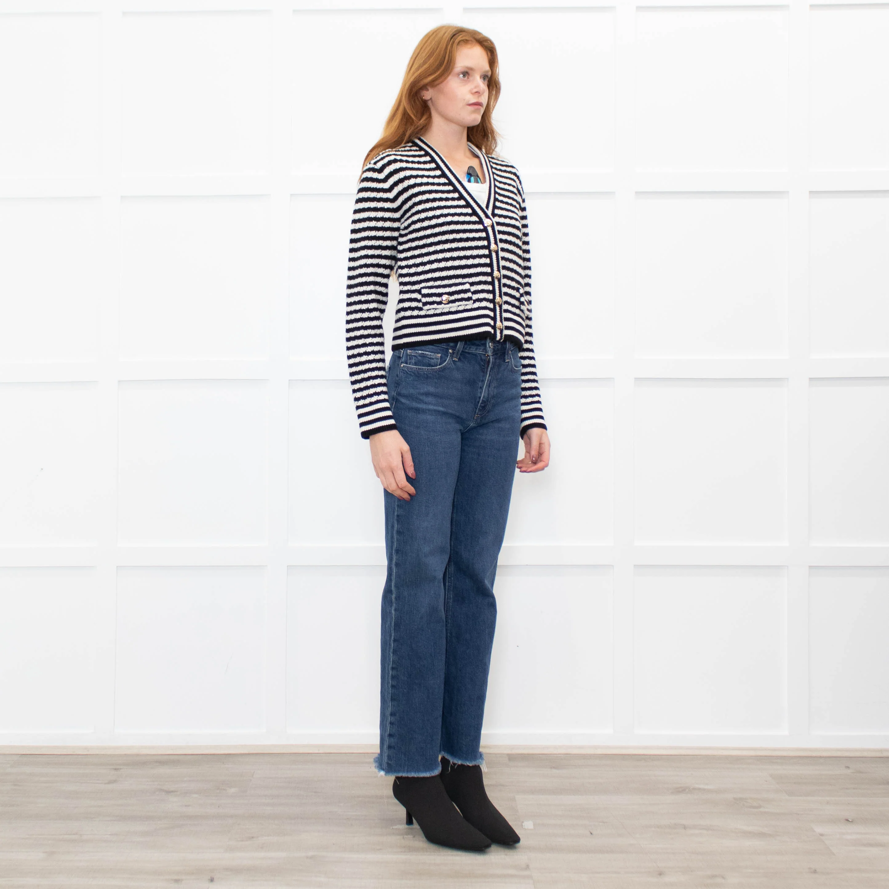 Anine Bing Gwen Black & Ivory Stripe Cardigan - Image 7