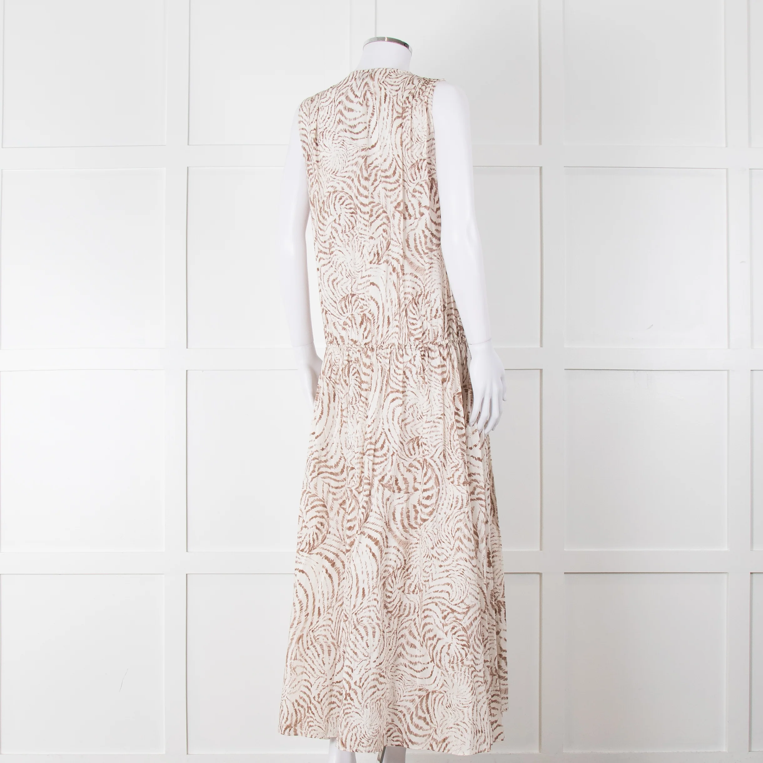 Anine Bing Mia White And Sand Seashell-Print Midi Dress - Image 4