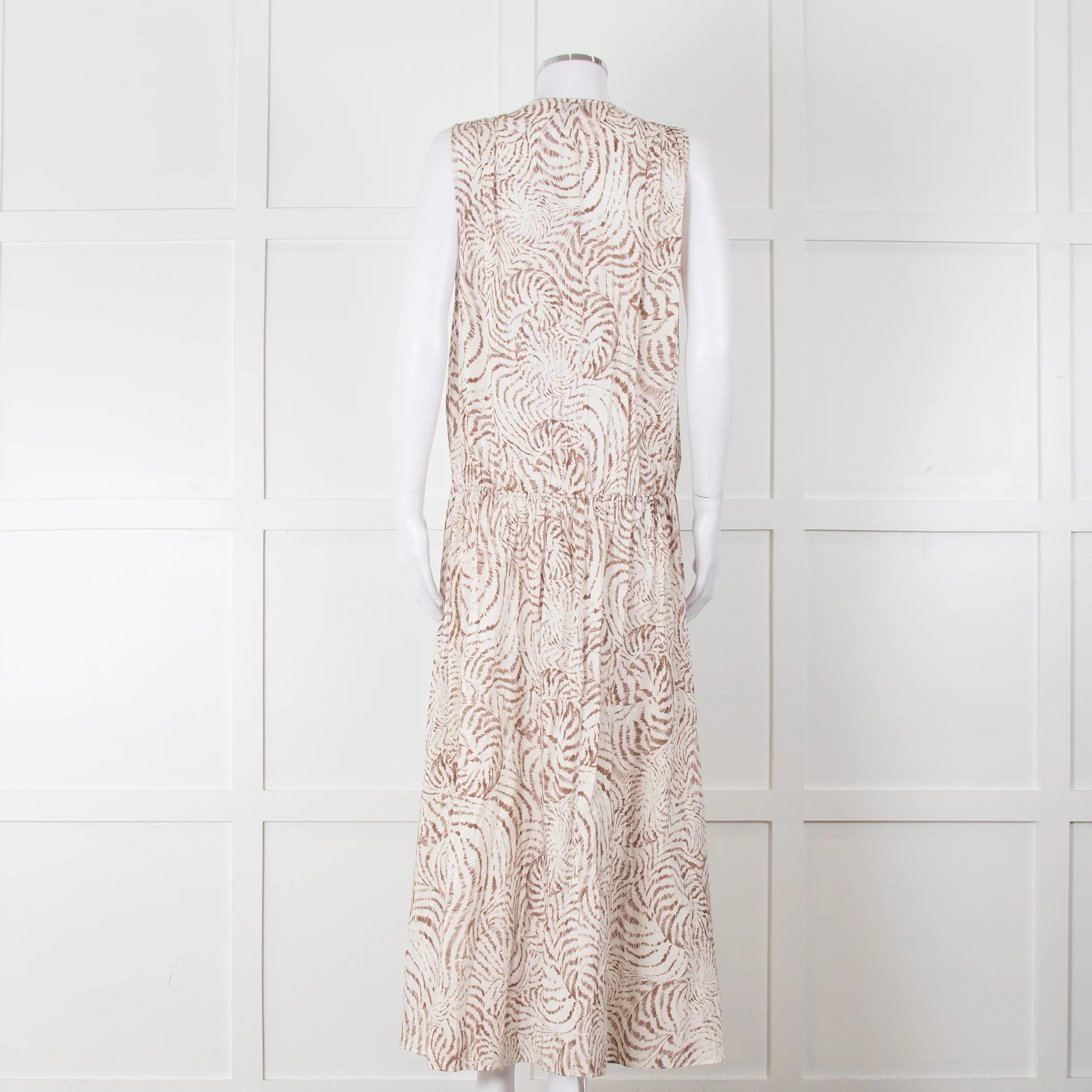 Anine Bing Mia White And Sand Seashell-Print Midi Dress - Image 5