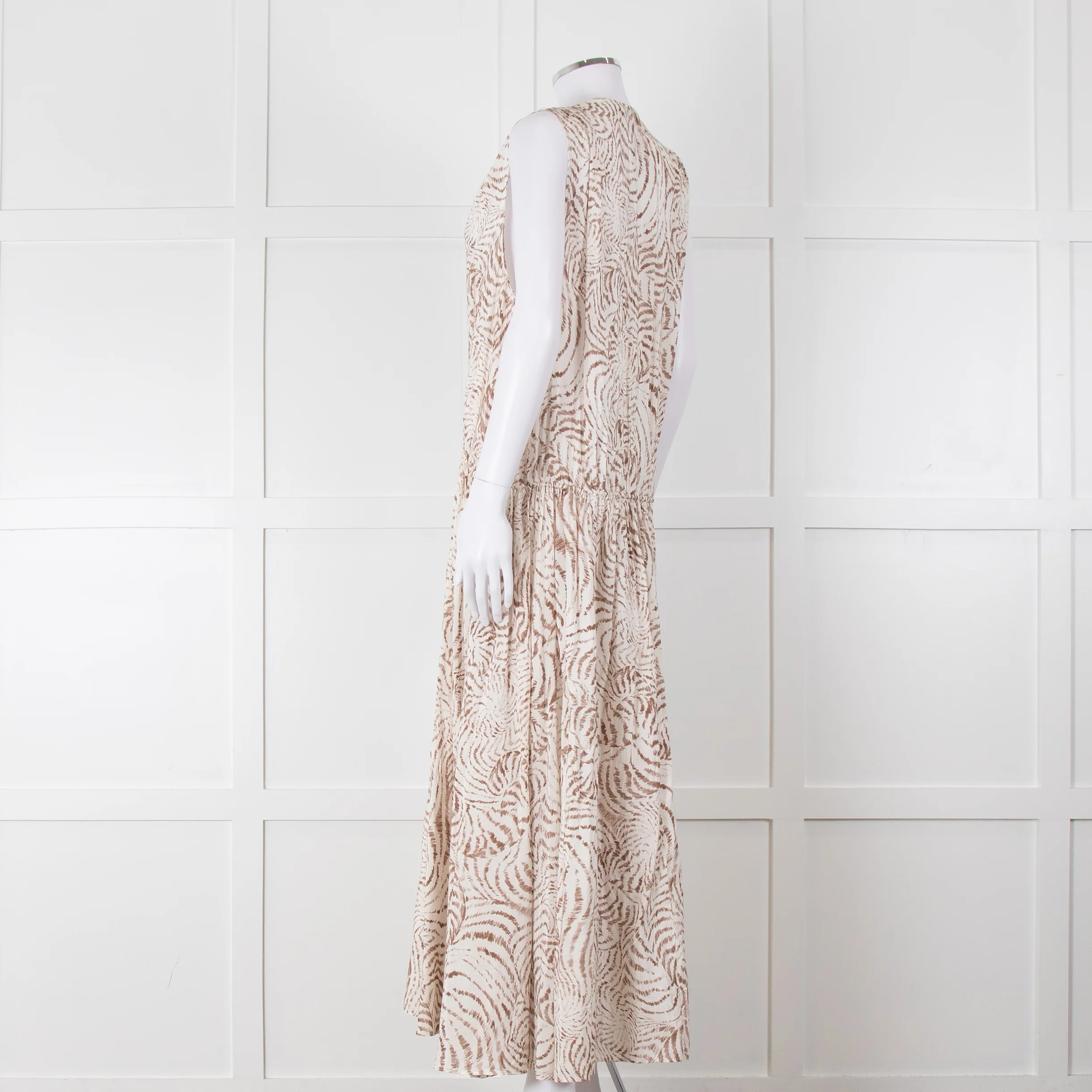 Anine Bing Mia White And Sand Seashell-Print Midi Dress - Image 6