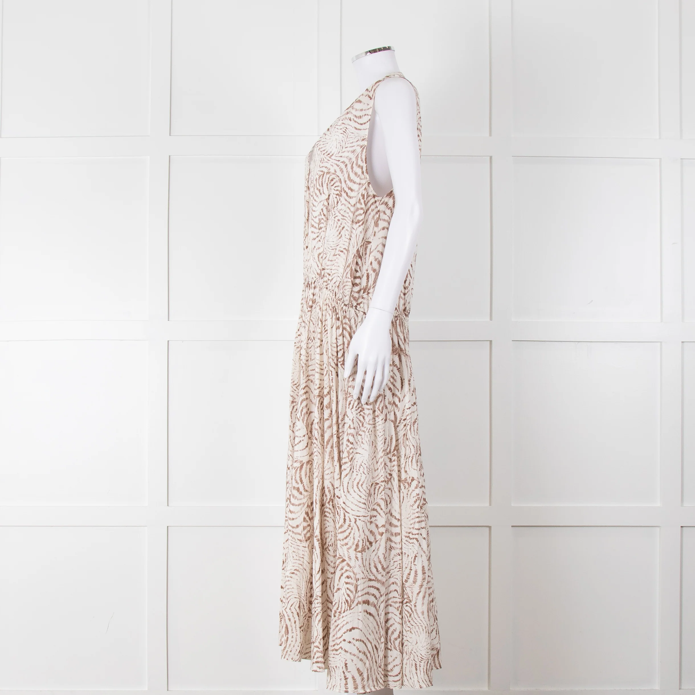 Anine Bing Mia White And Sand Seashell-Print Midi Dress - Image 7
