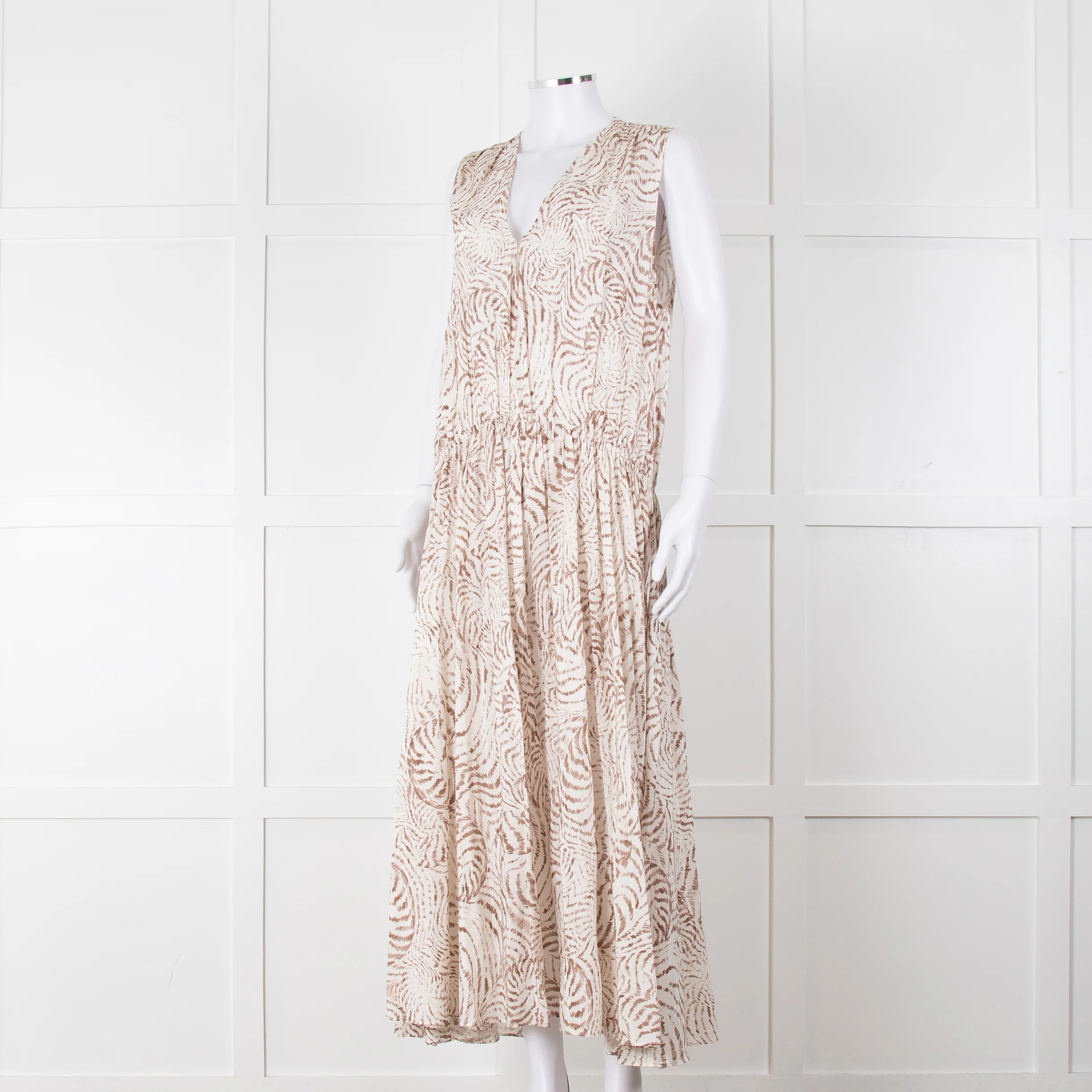 Anine Bing Mia White And Sand Seashell-Print Midi Dress - Image 8