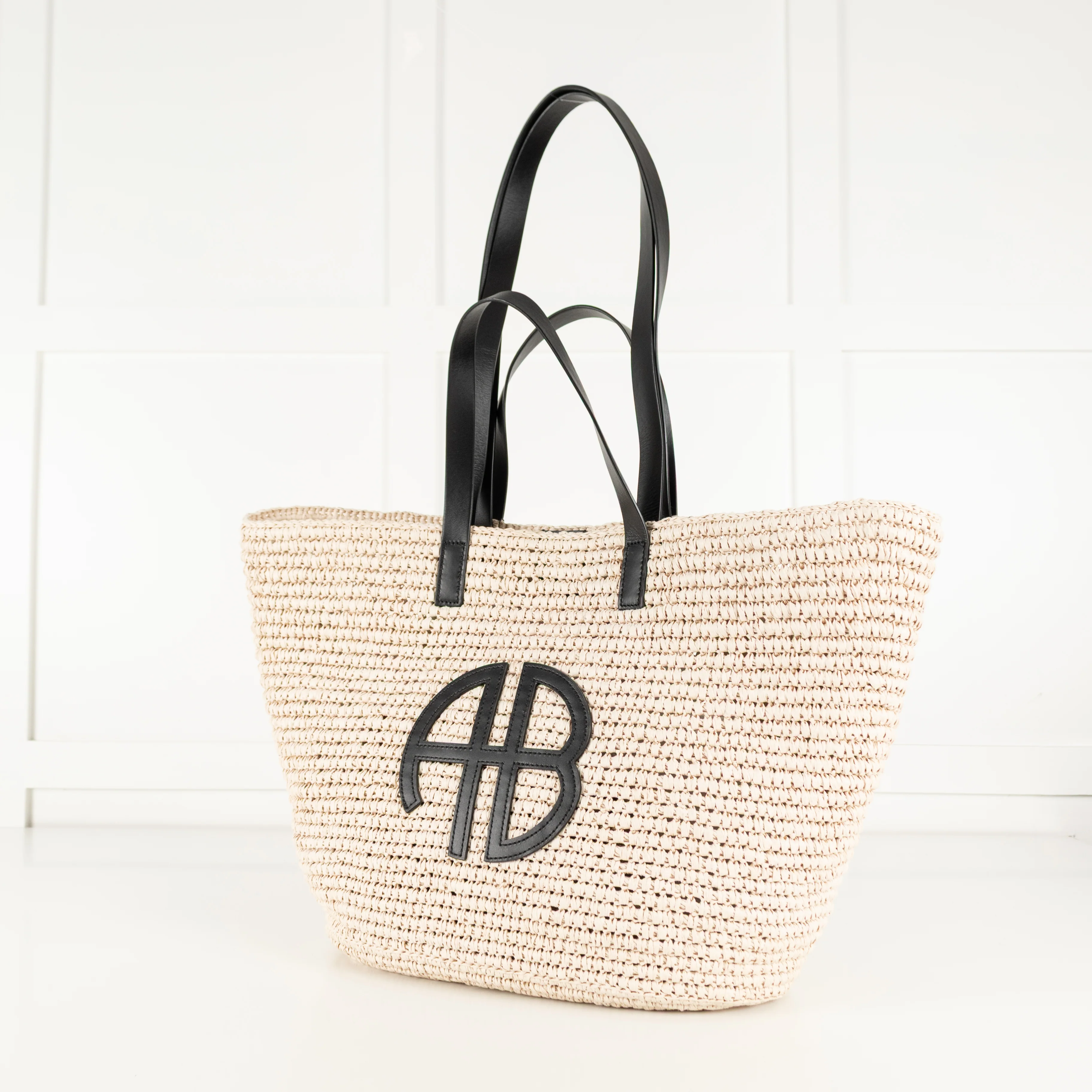 Anine Bing Raffia Palermo Tote with AB Logo - Image 10