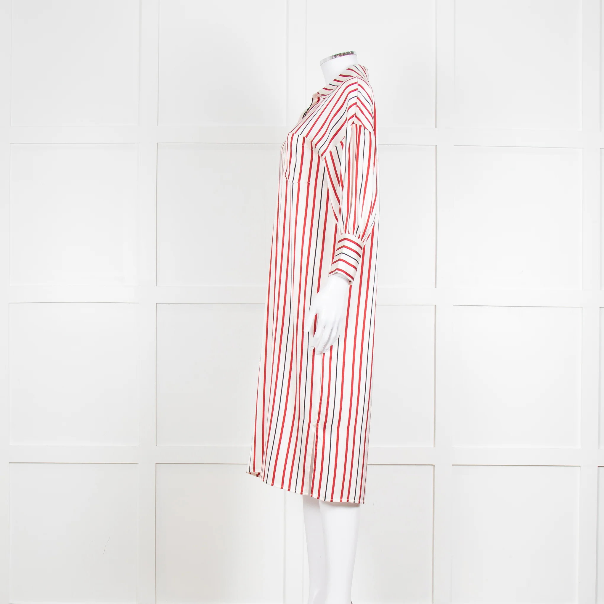 Anine Bing Red, White and Black Stripe Shirt Dress - Image 7