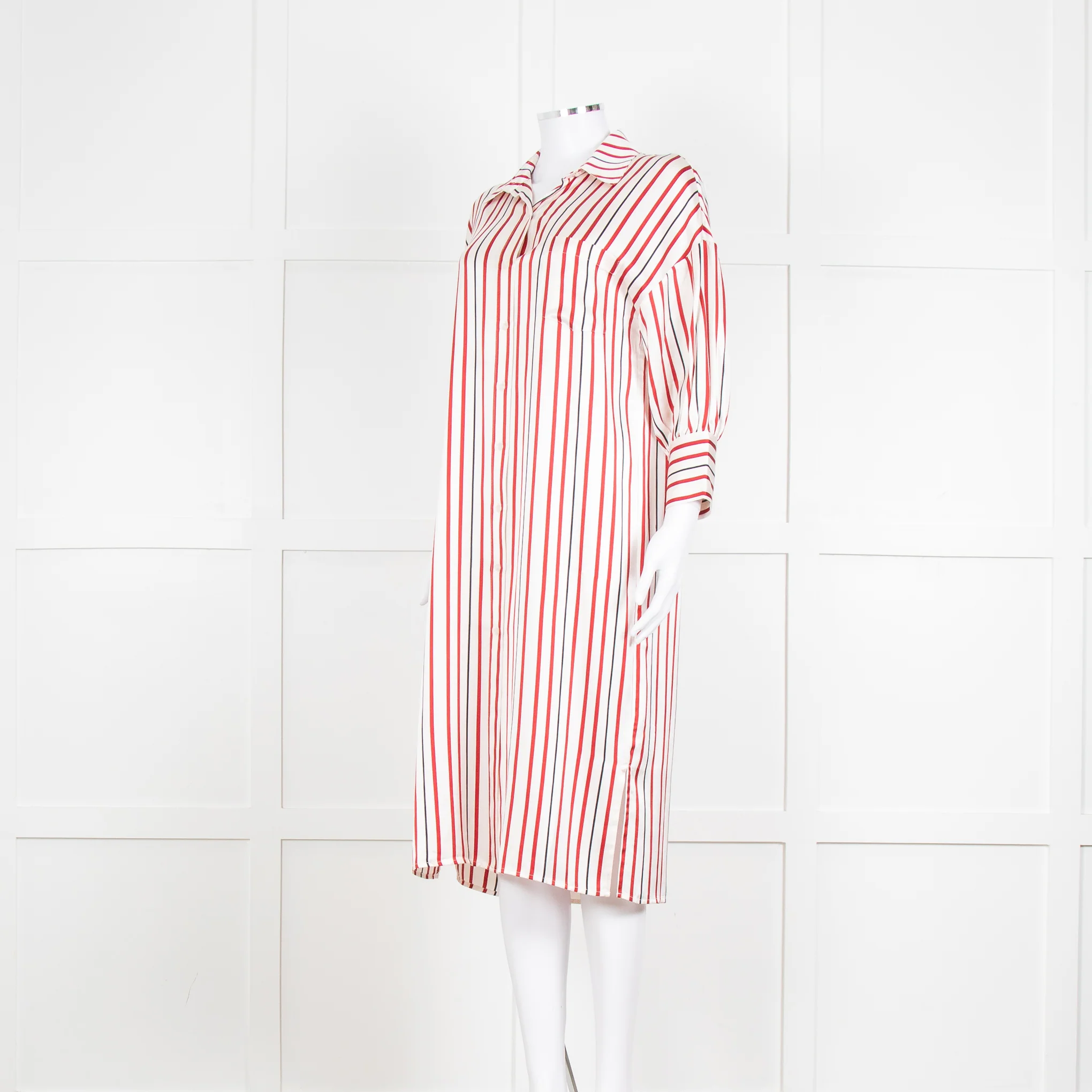 Anine Bing Red, White and Black Stripe Shirt Dress - Image 8