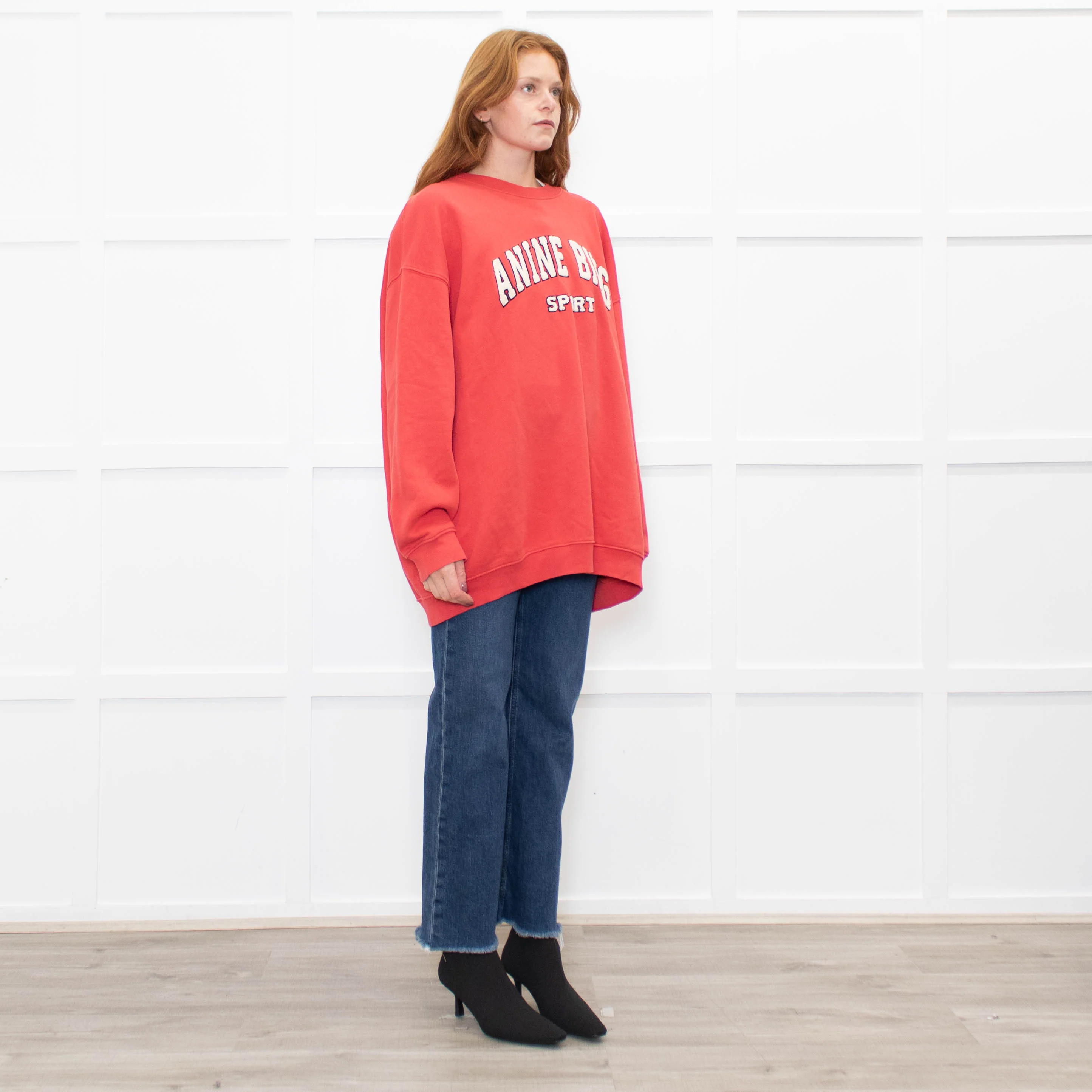 Anine Bing Red White Slogan Sweatshirt - Image 7