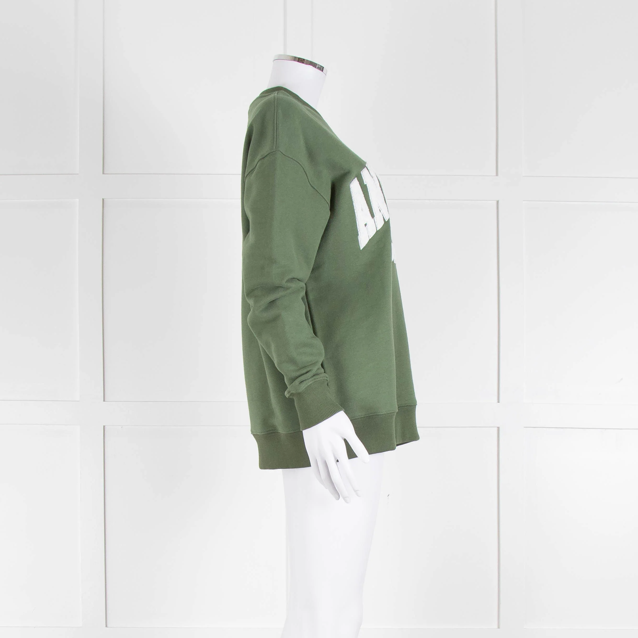 Anine Bing Sage Green Towelling Logo Sweatshirt - Image 3