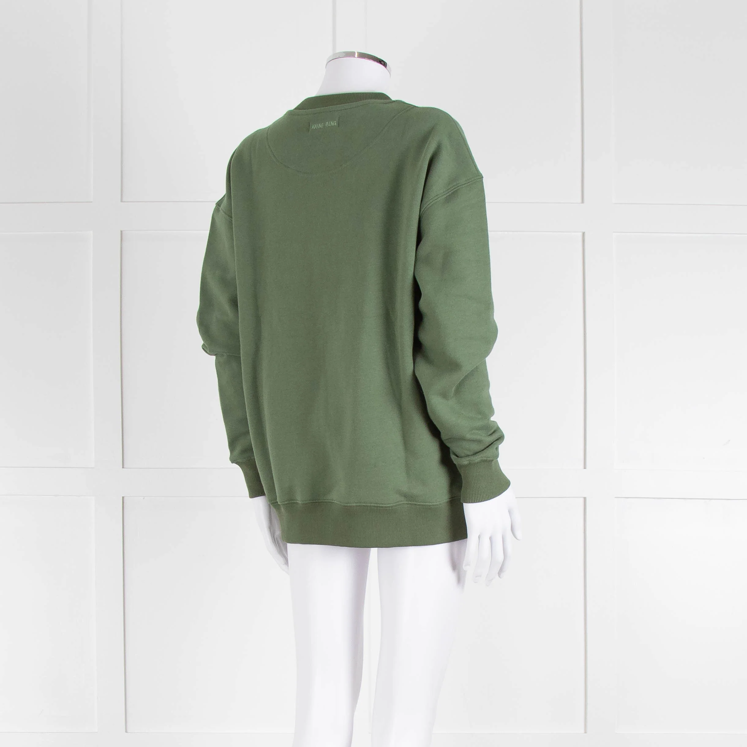 Anine Bing Sage Green Towelling Logo Sweatshirt - Image 4