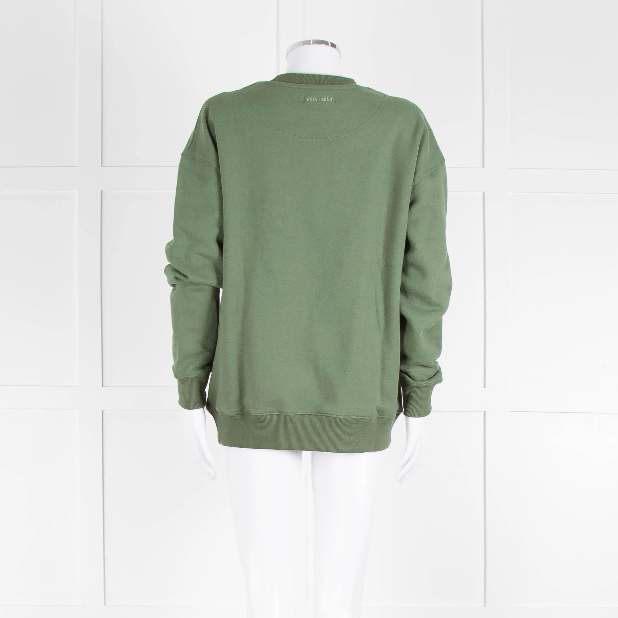 Anine Bing Sage Green Towelling Logo Sweatshirt - Image 5