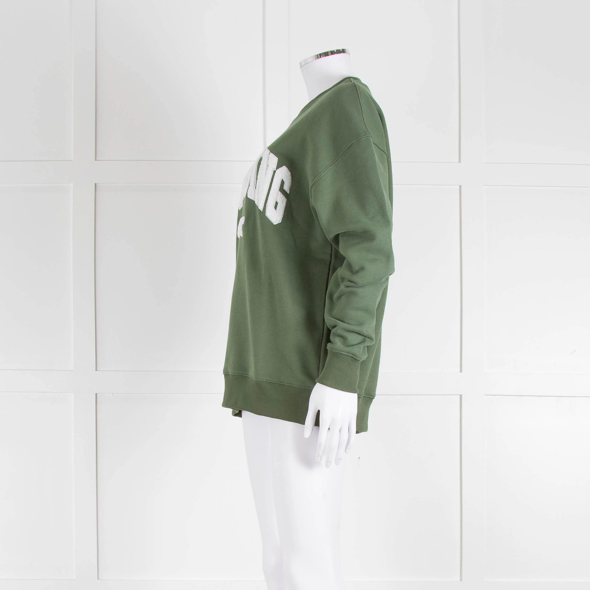 Anine Bing Sage Green Towelling Logo Sweatshirt - Image 7