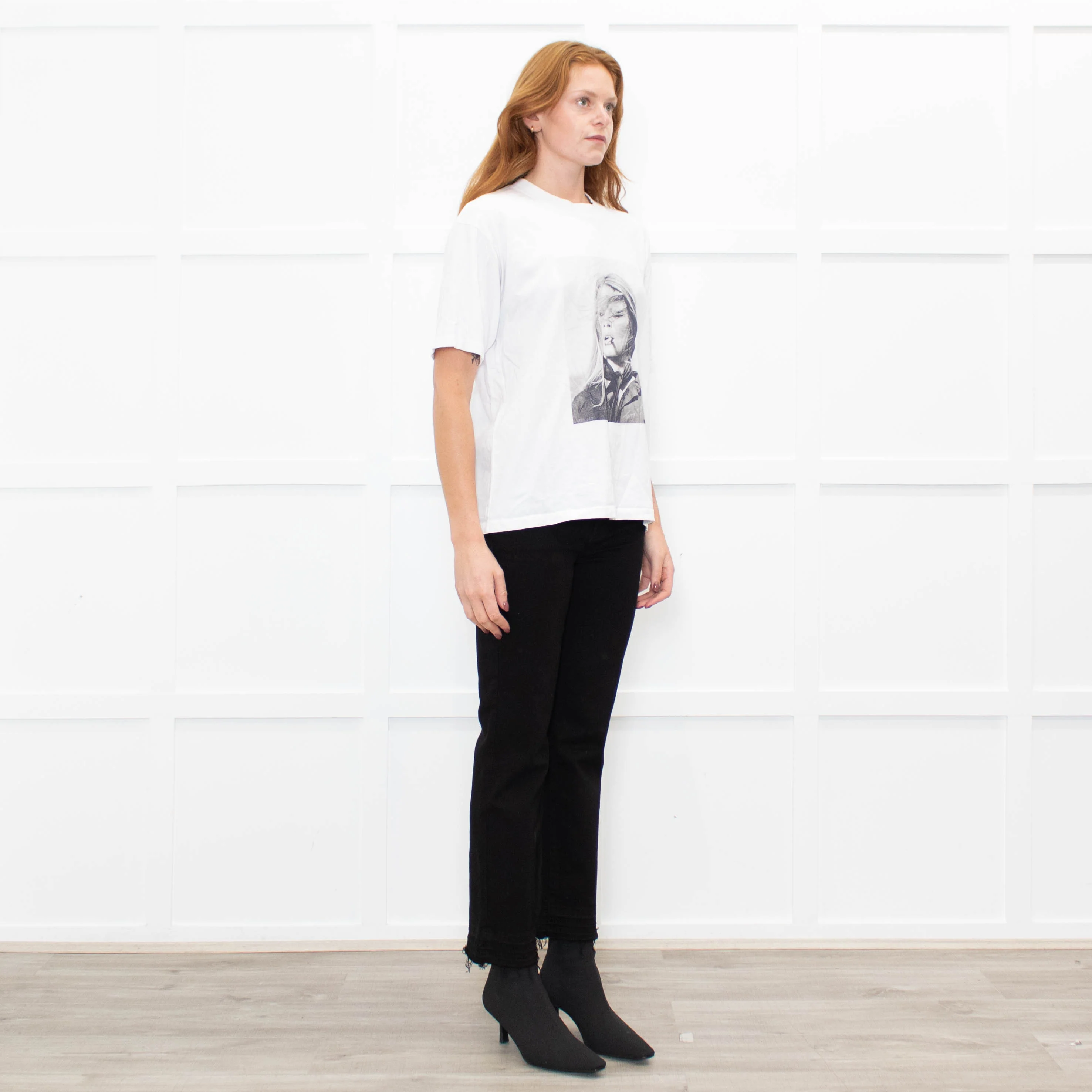 Anine Bing White Grey Brigette Bardot T Shirt - Image 7