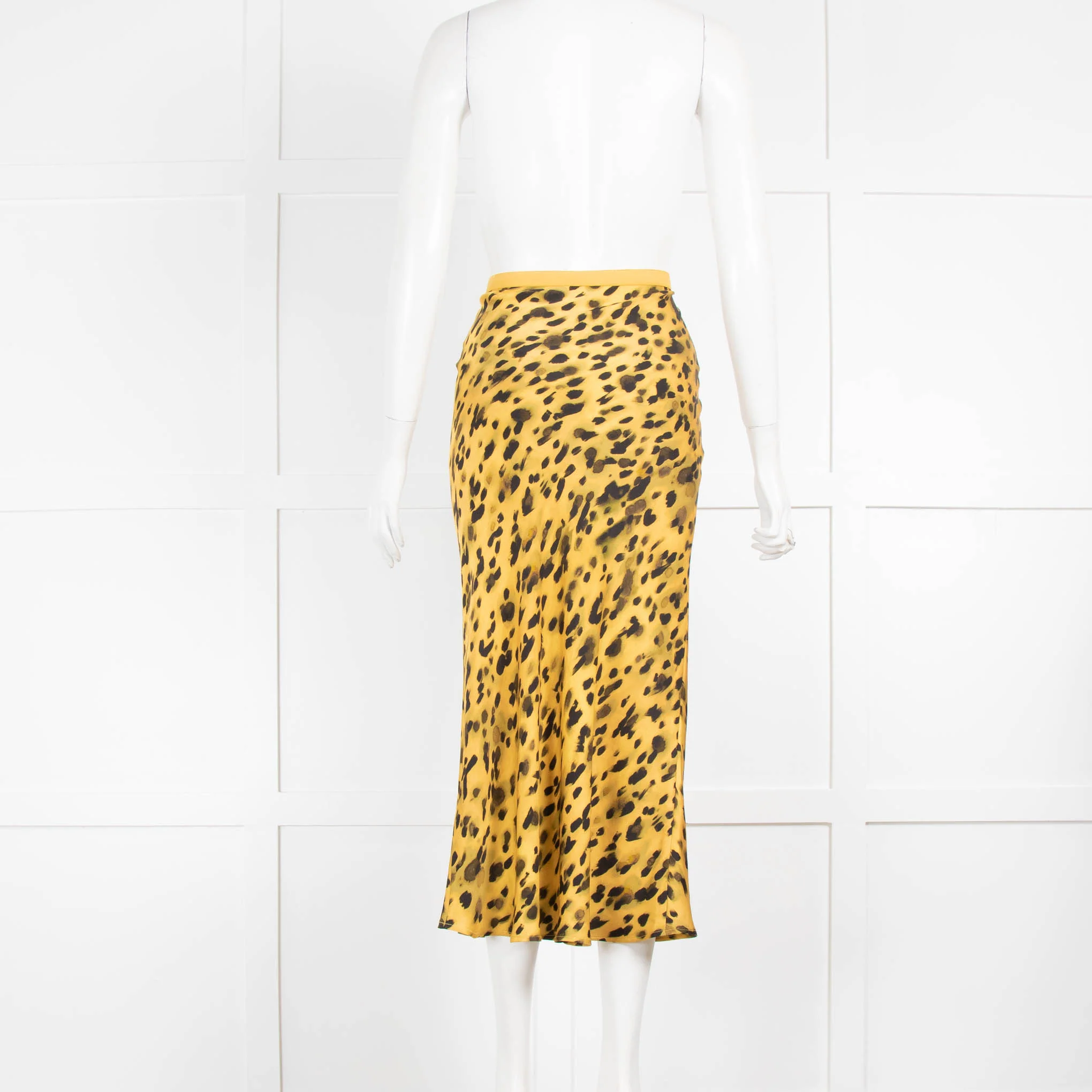 Anine Bing Yellow Black Animal Print Slip Skirt - Image 3