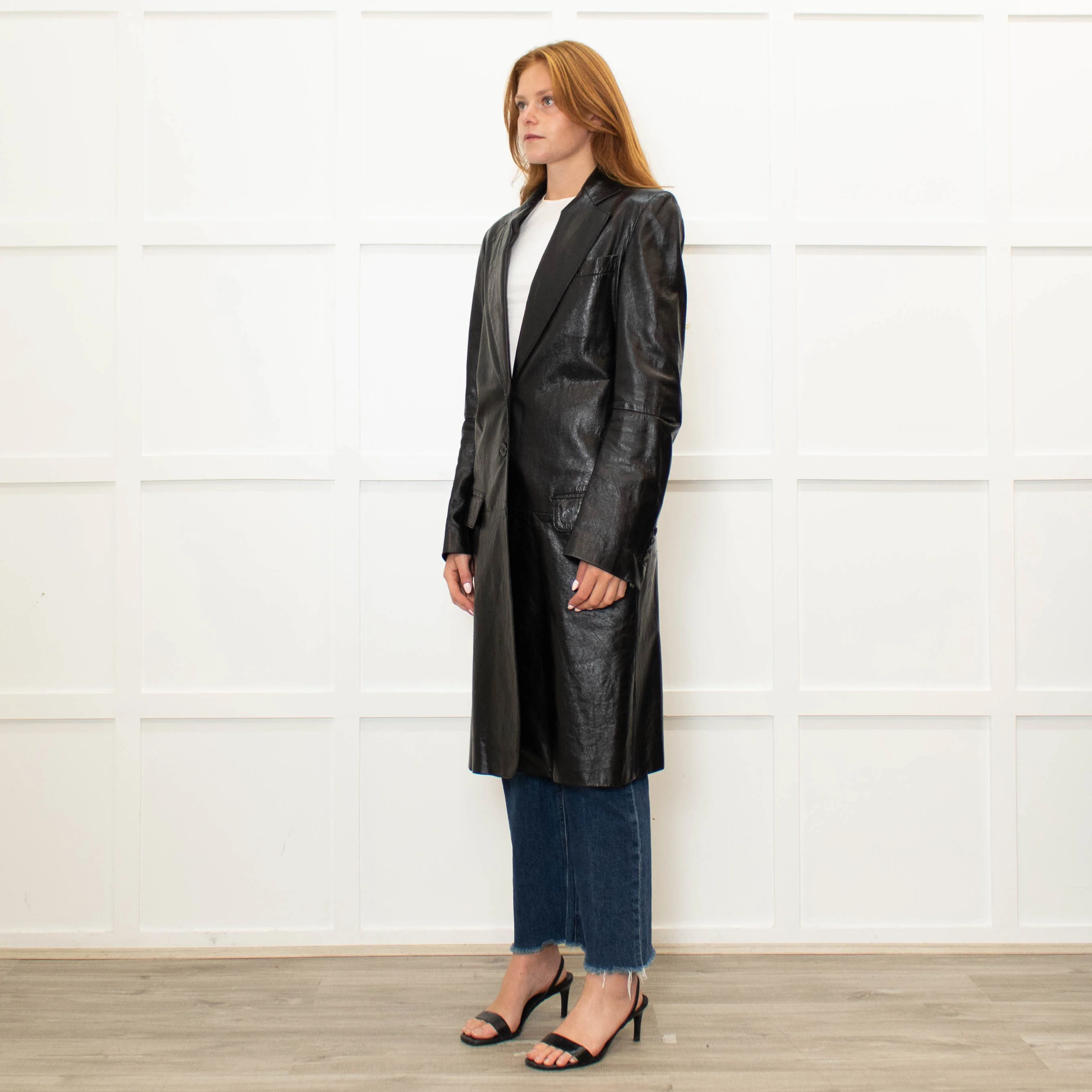 Ann Demeulemeester Black Leather Trench Coat - Image 3