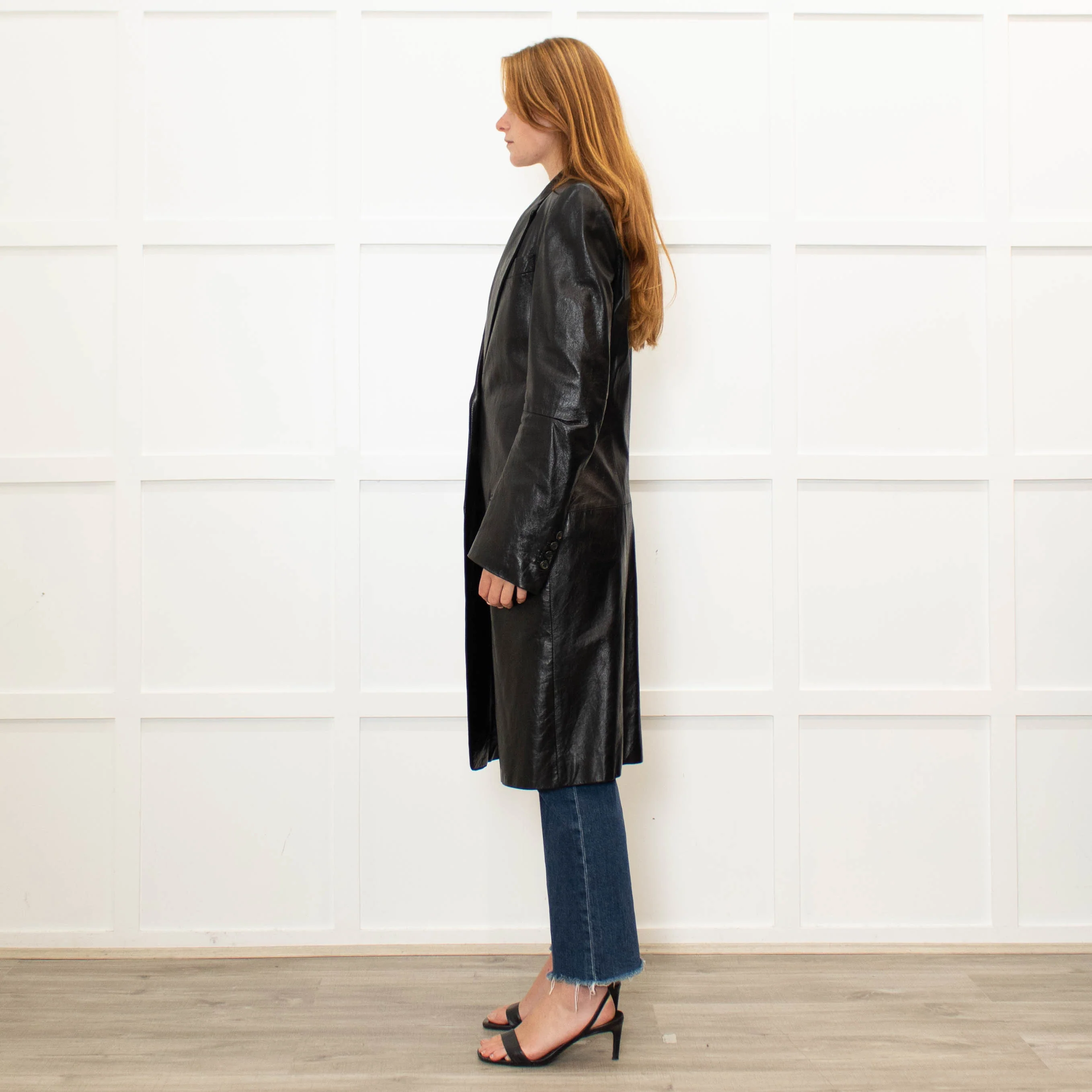 Ann Demeulemeester Black Leather Trench Coat - Image 4