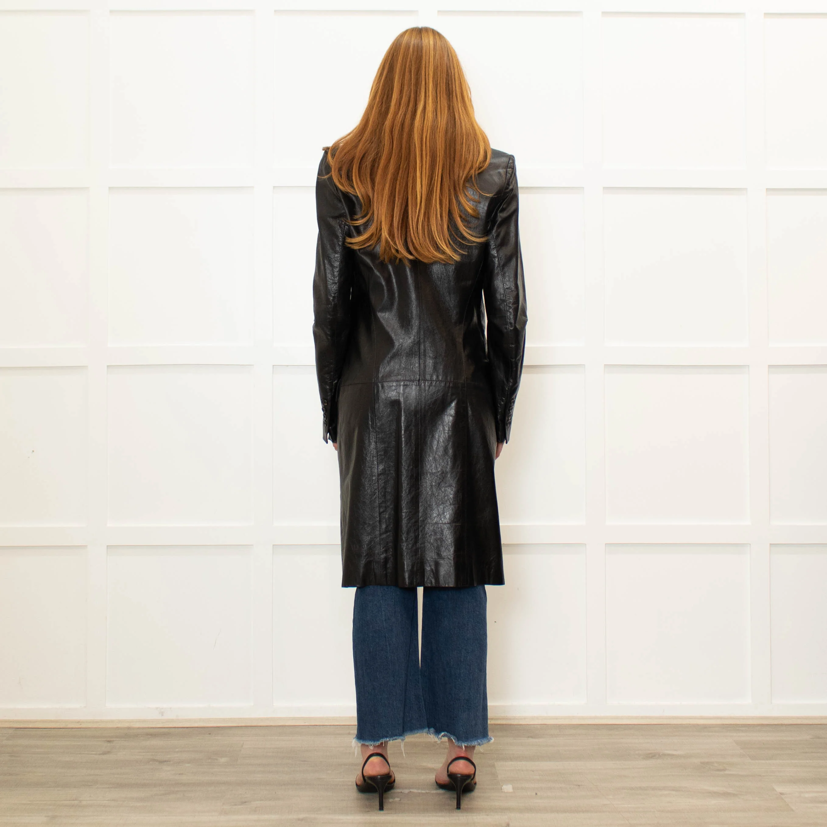 Ann Demeulemeester Black Leather Trench Coat - Image 5