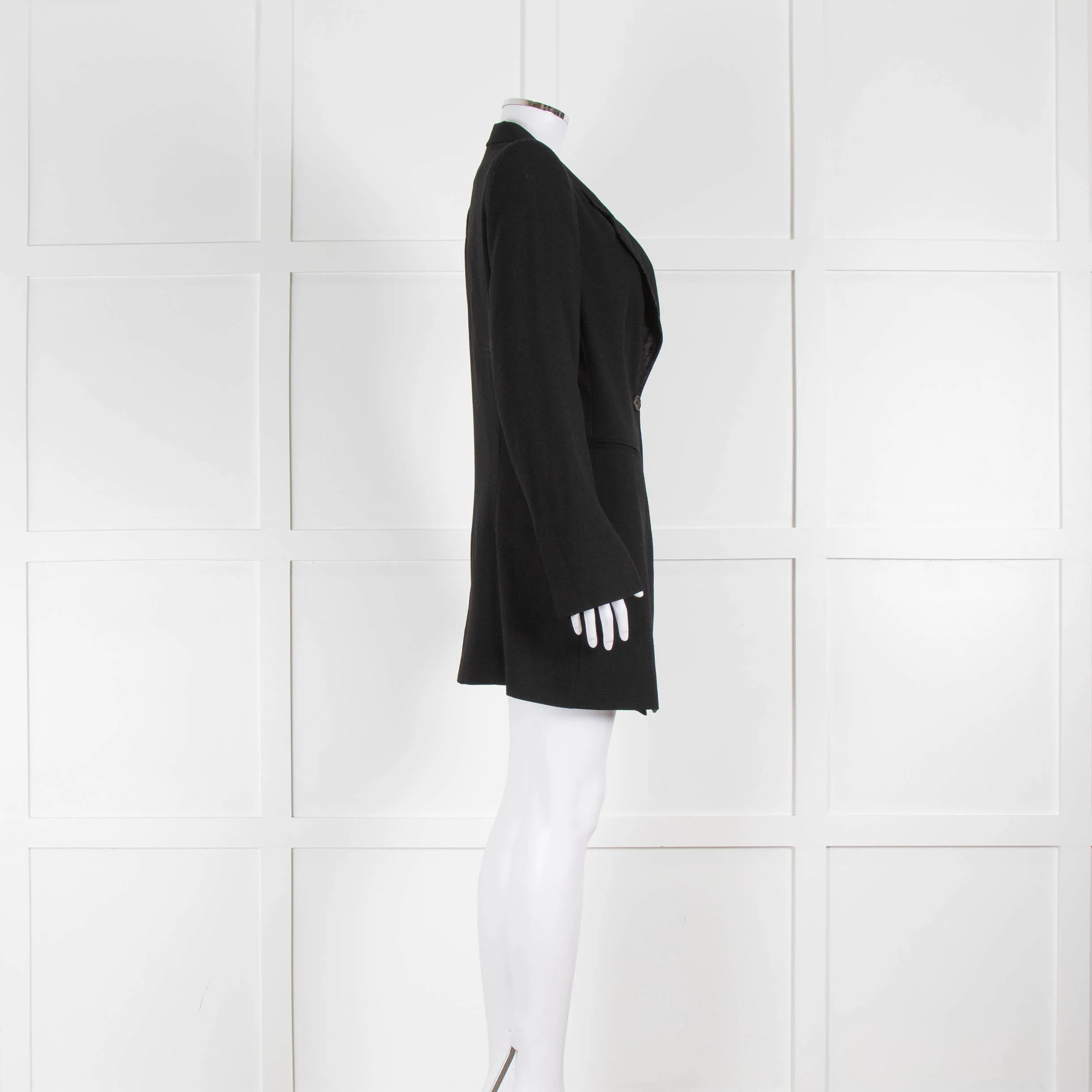 Ann Demeulemeester Black Longline Blazer with Collar Detail - Image 2