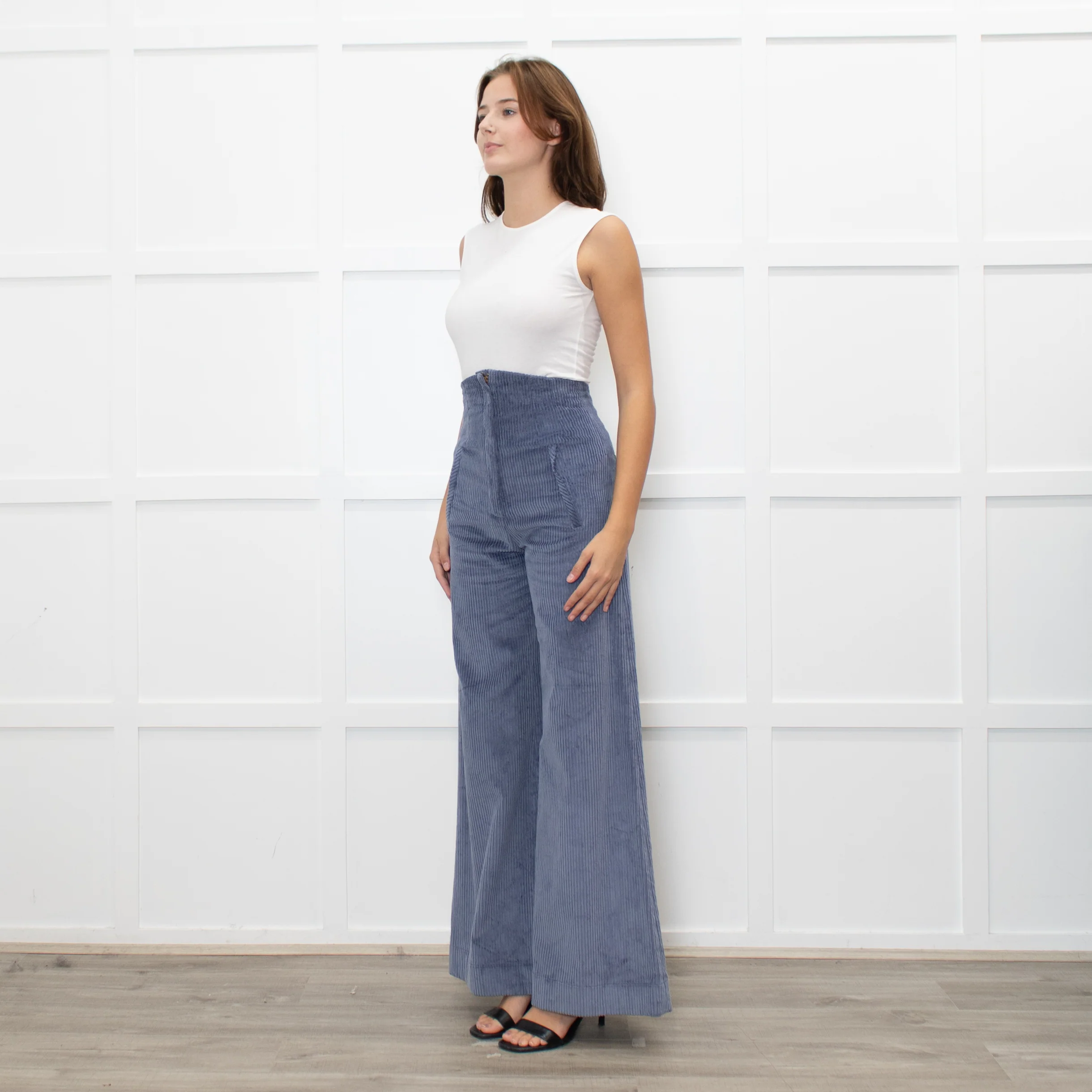 Anna Mason Blue Corduroy Wide Leg - Image 3
