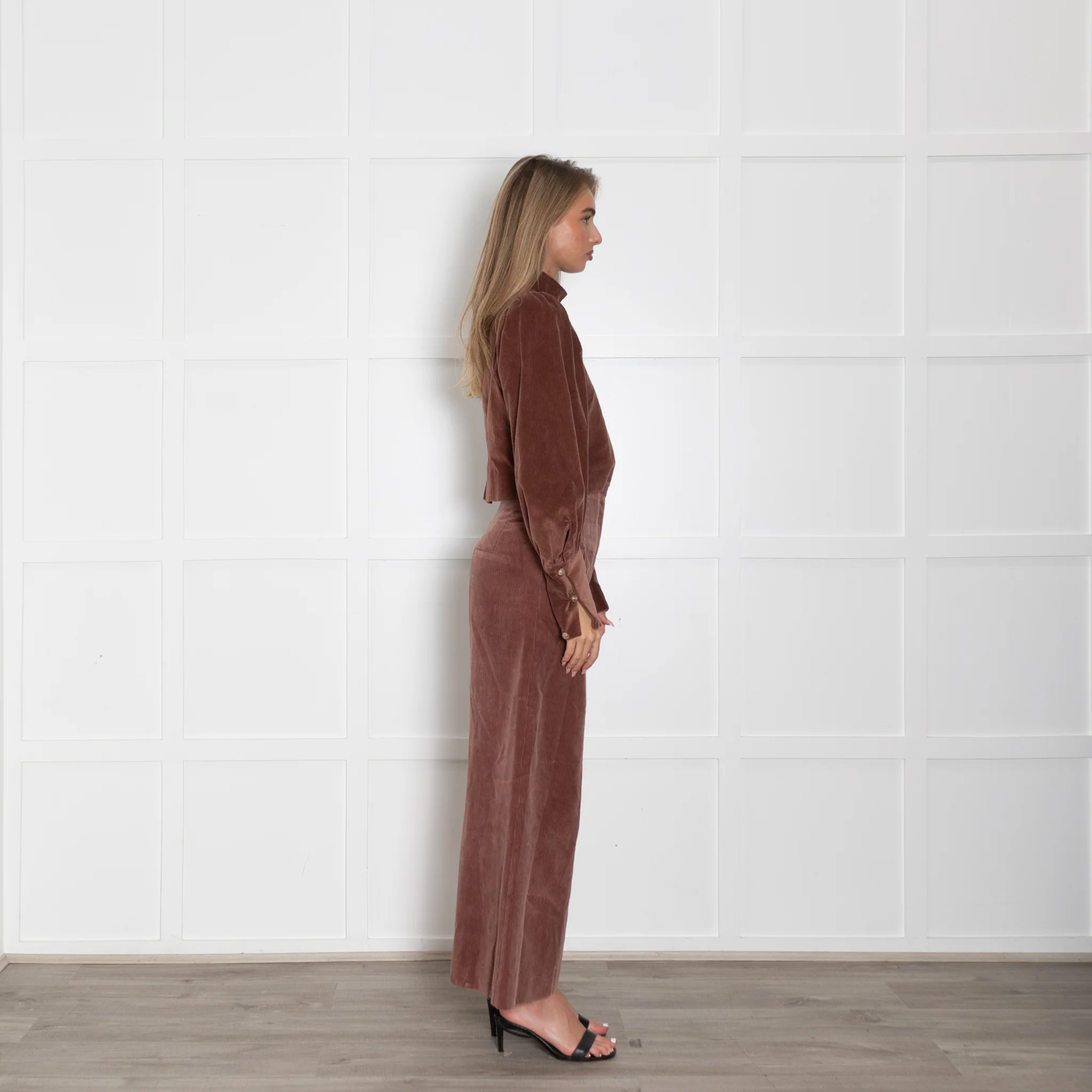 Anna Mason Brown Courdroy Top With Puffed Sleeves - Image 6