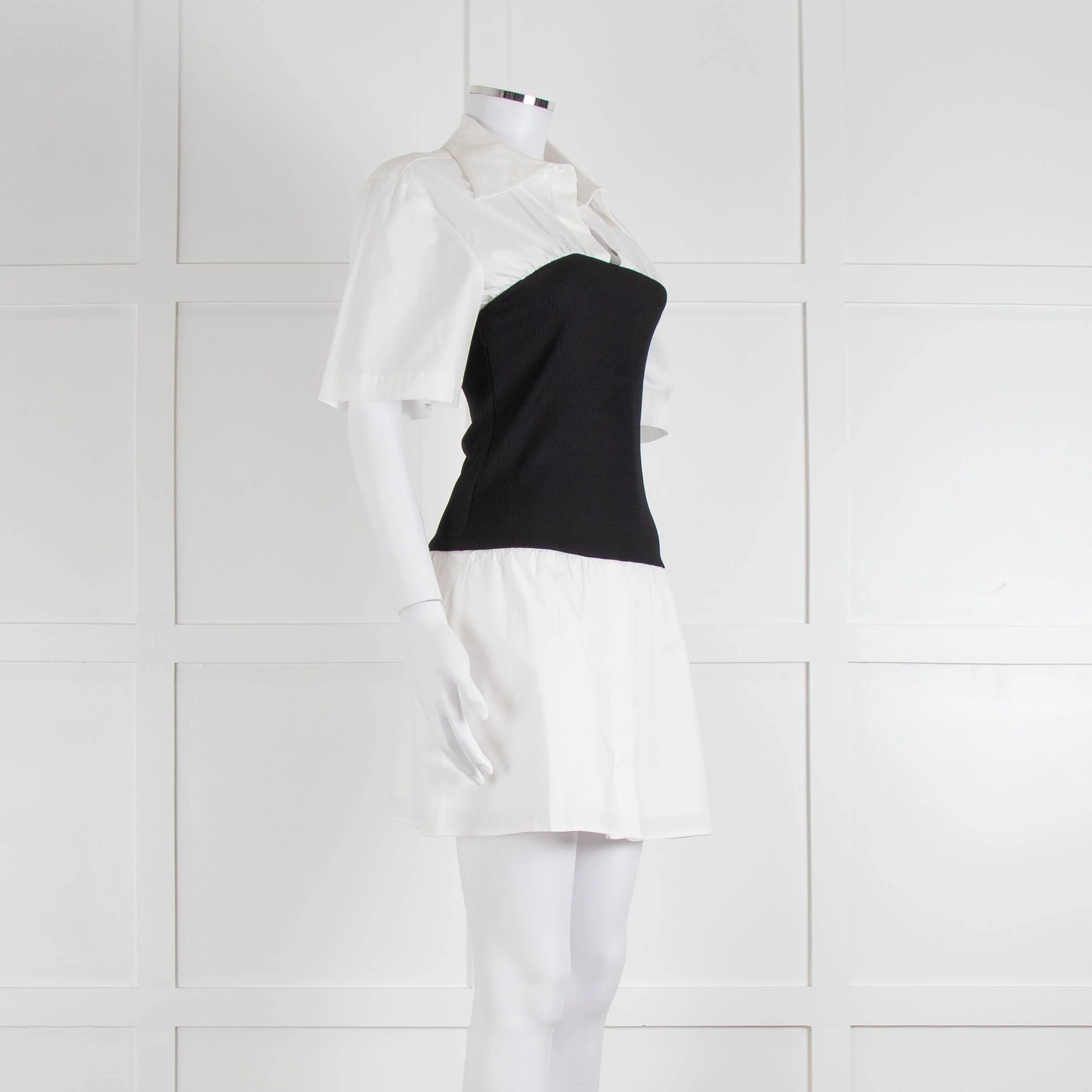 Anna Quan White Cotton Black Wide Waistband Mini Dress - Image 2