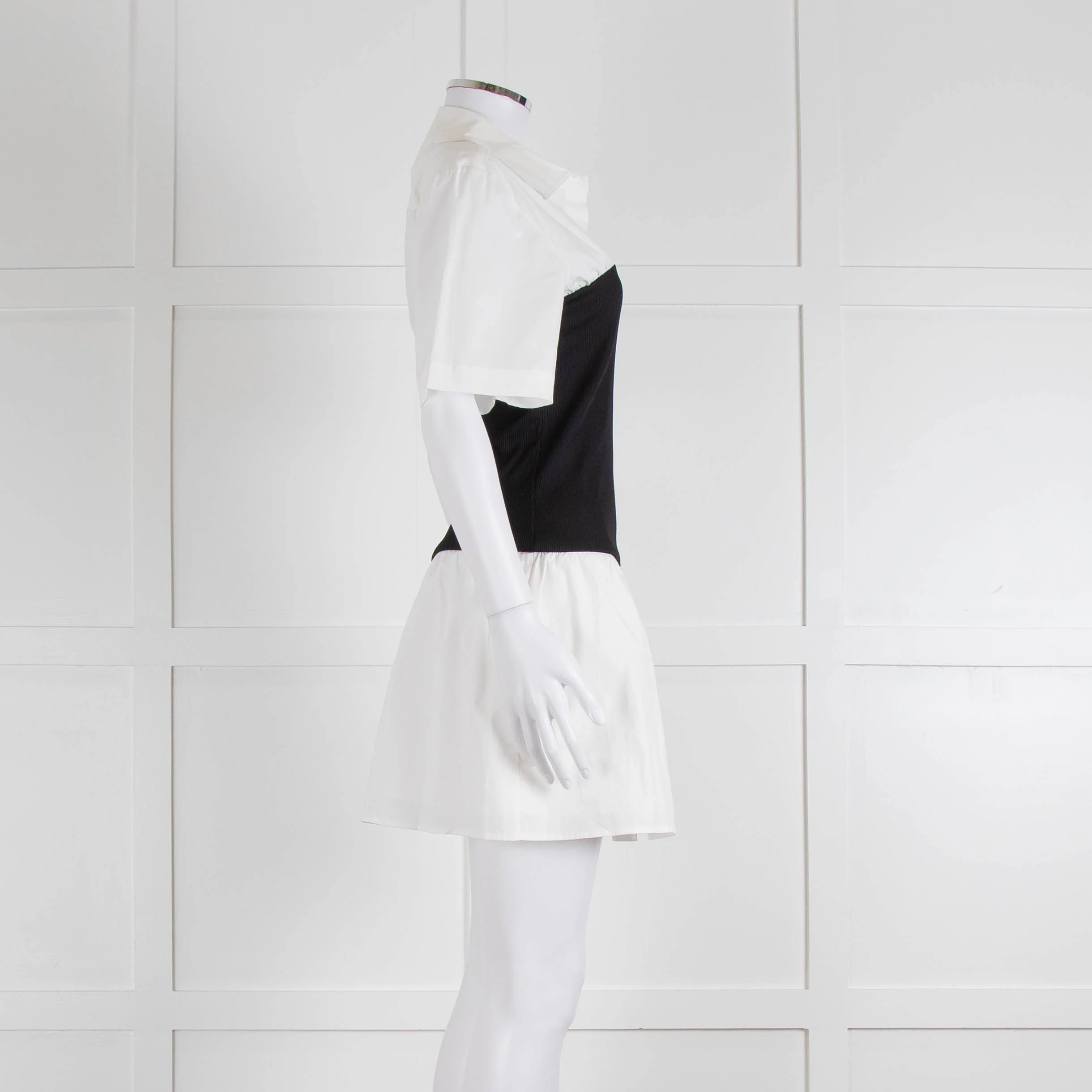 Anna Quan White Cotton Black Wide Waistband Mini Dress - Image 3