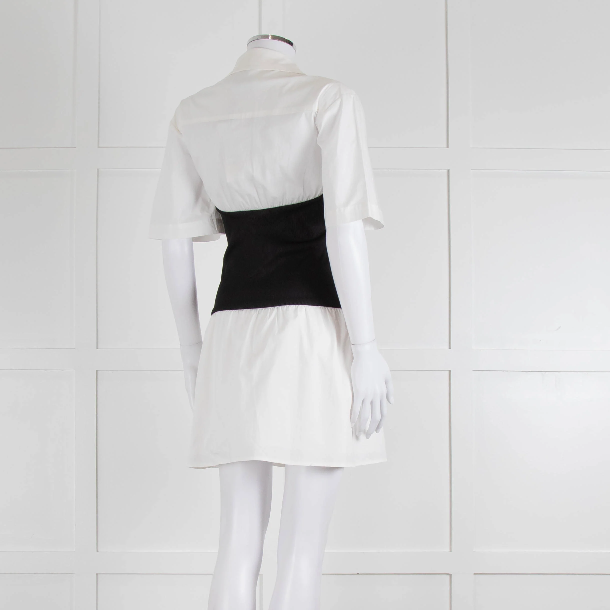 Anna Quan White Cotton Black Wide Waistband Mini Dress - Image 4