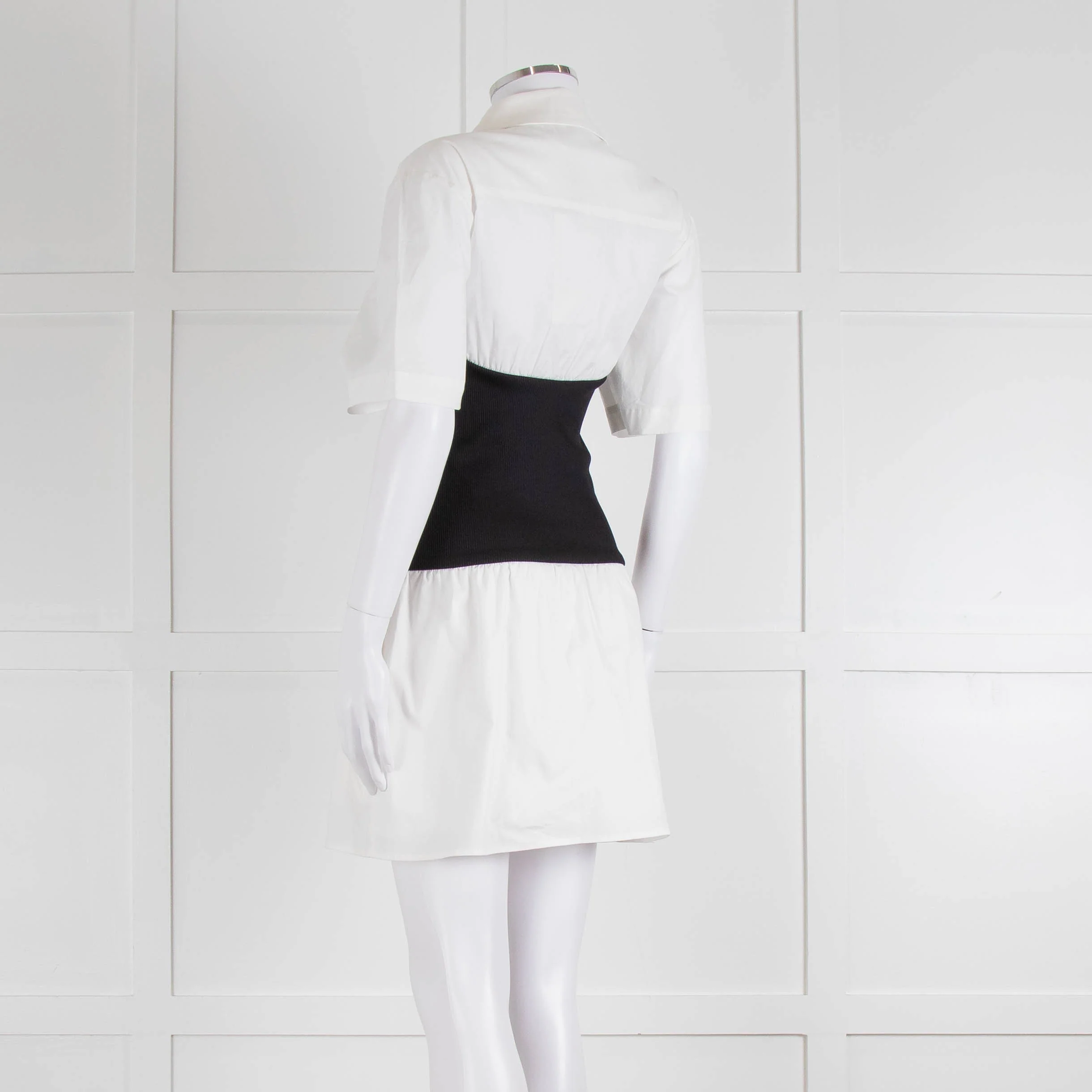 Anna Quan White Cotton Black Wide Waistband Mini Dress - Image 6