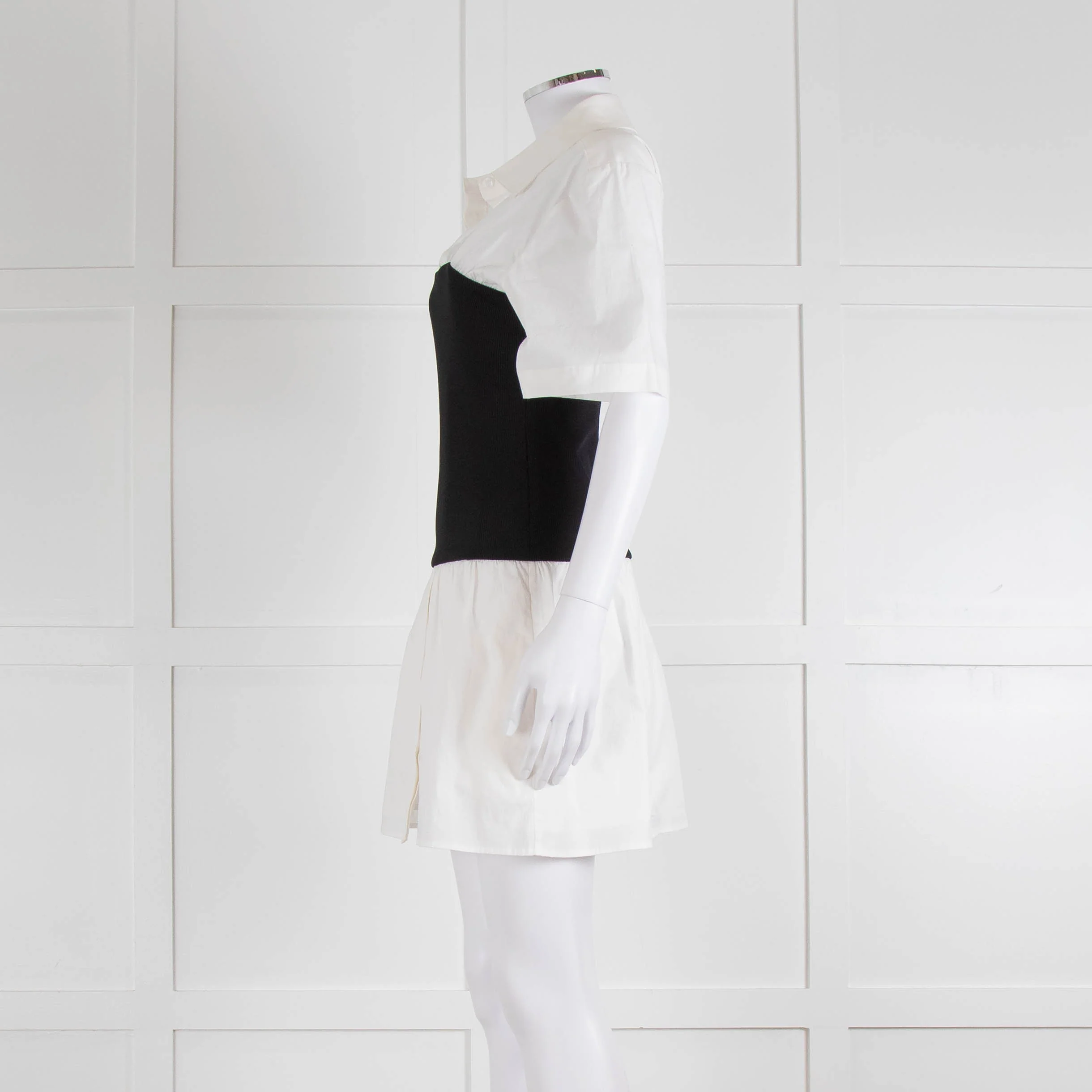 Anna Quan White Cotton Black Wide Waistband Mini Dress - Image 7
