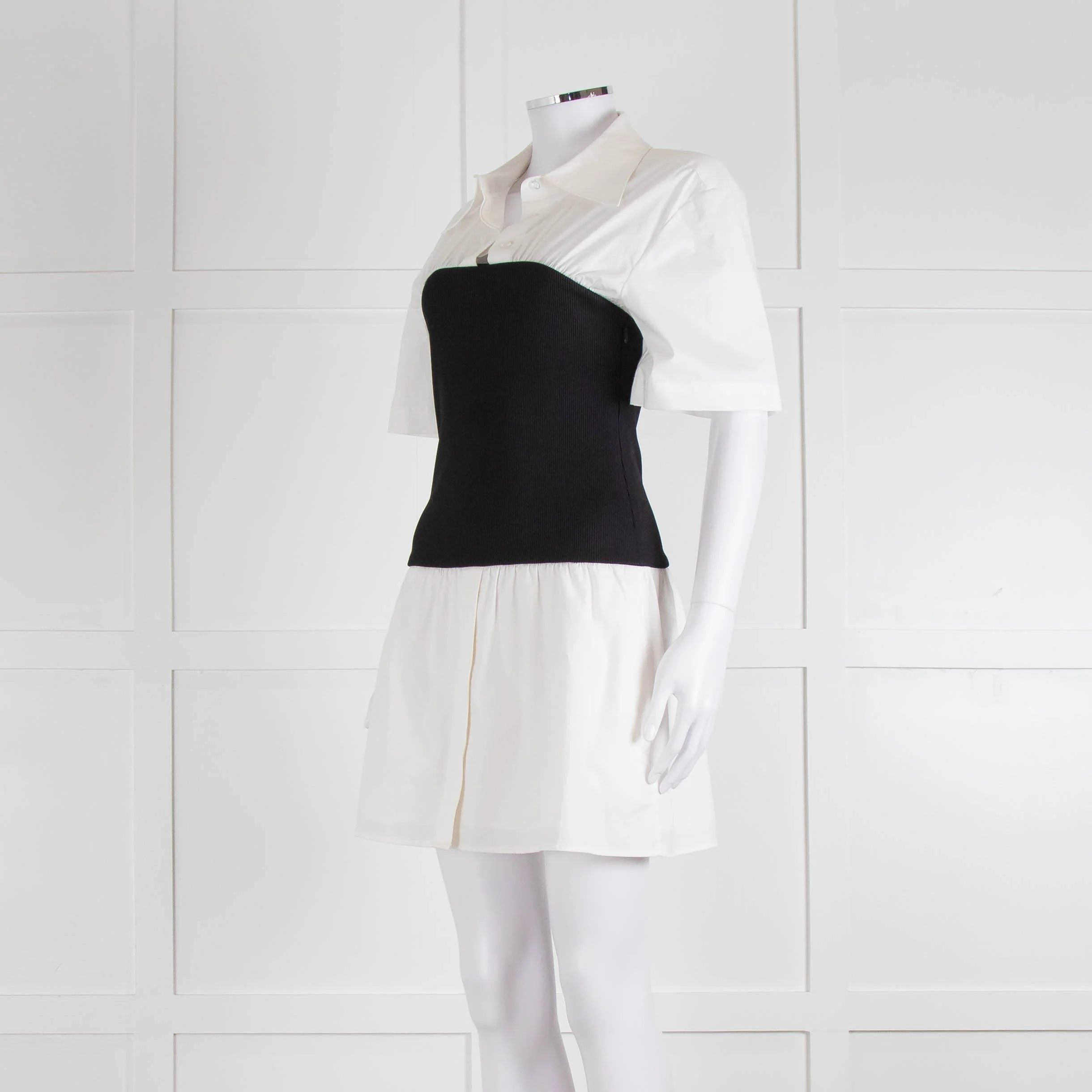 Anna Quan White Cotton Black Wide Waistband Mini Dress - Image 8