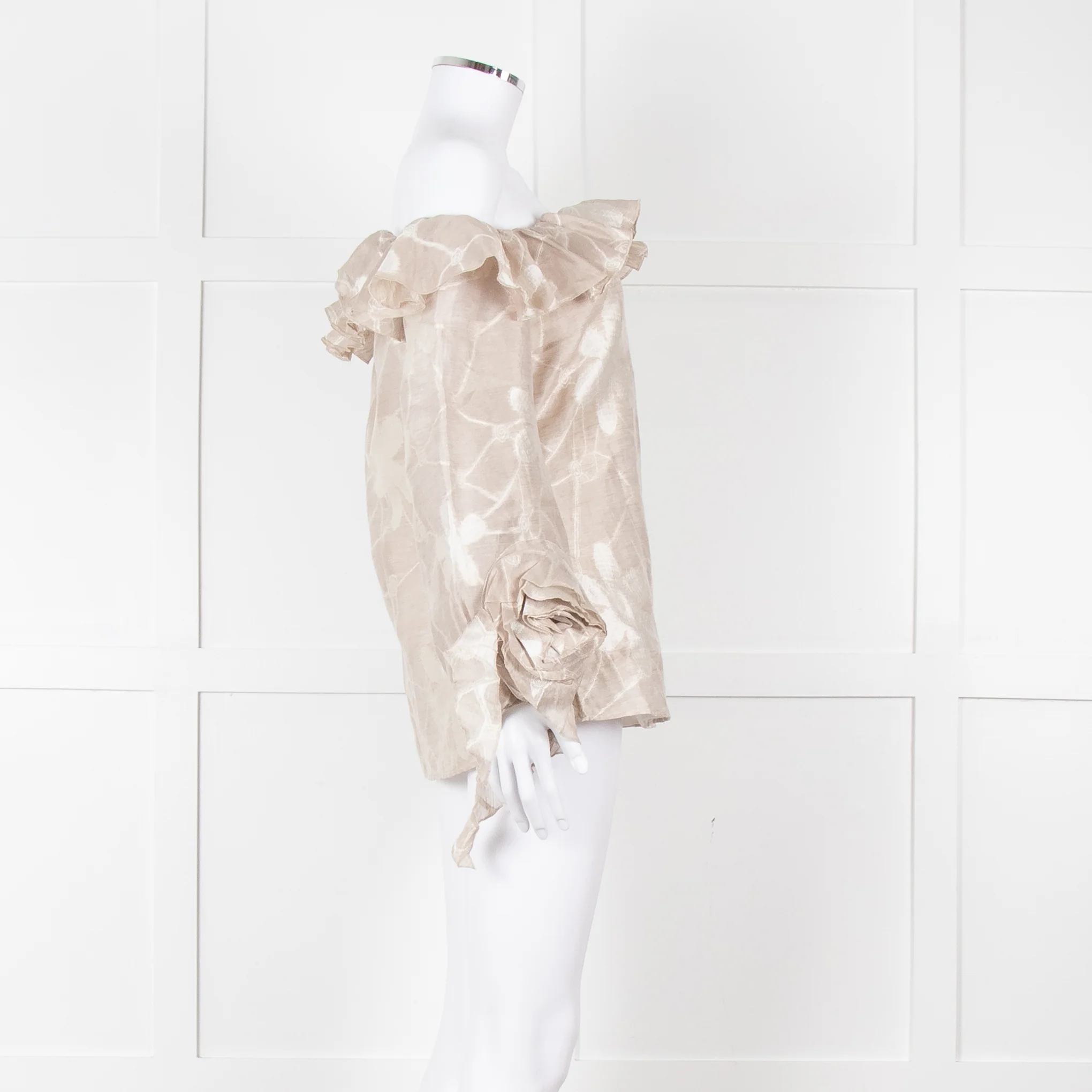 Anne Fontaine Beige Flower Sleeve Detail Top - Image 3