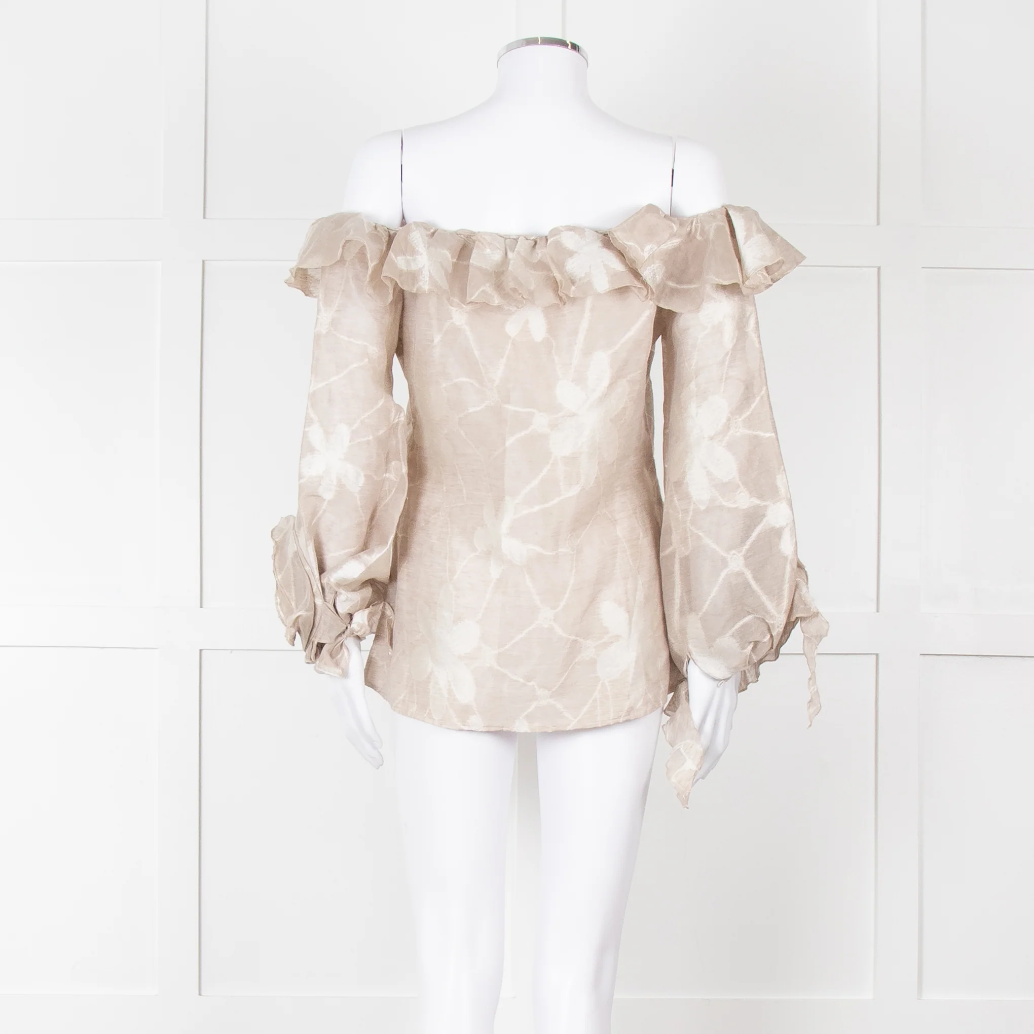 Anne Fontaine Beige Flower Sleeve Detail Top - Image 5