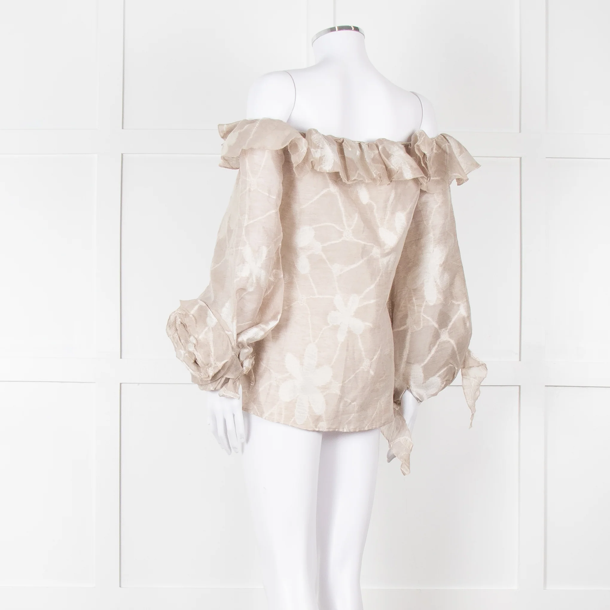 Anne Fontaine Beige Flower Sleeve Detail Top - Image 6