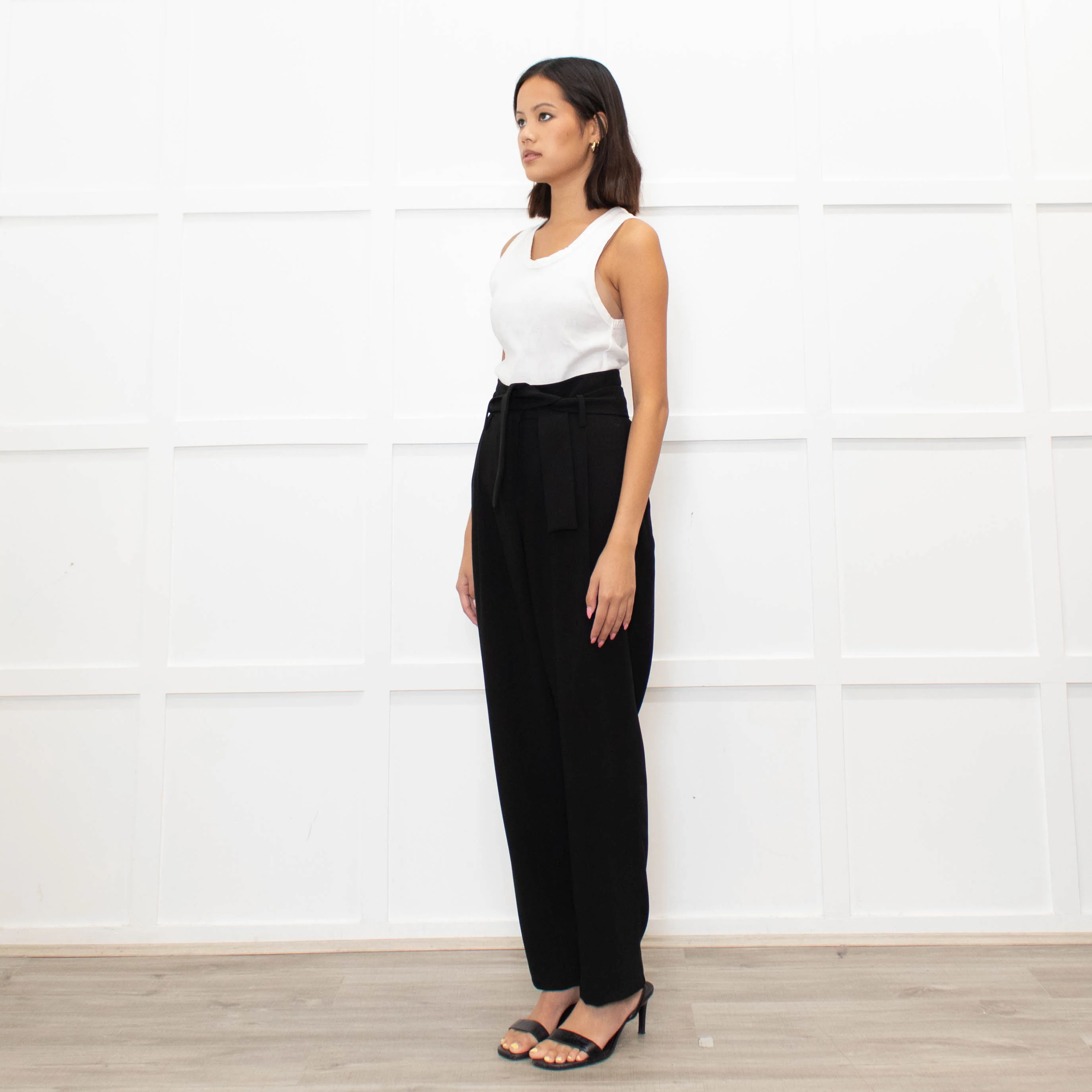 Anne Fontaine Black Belted High Waisted Trousers - Image 7