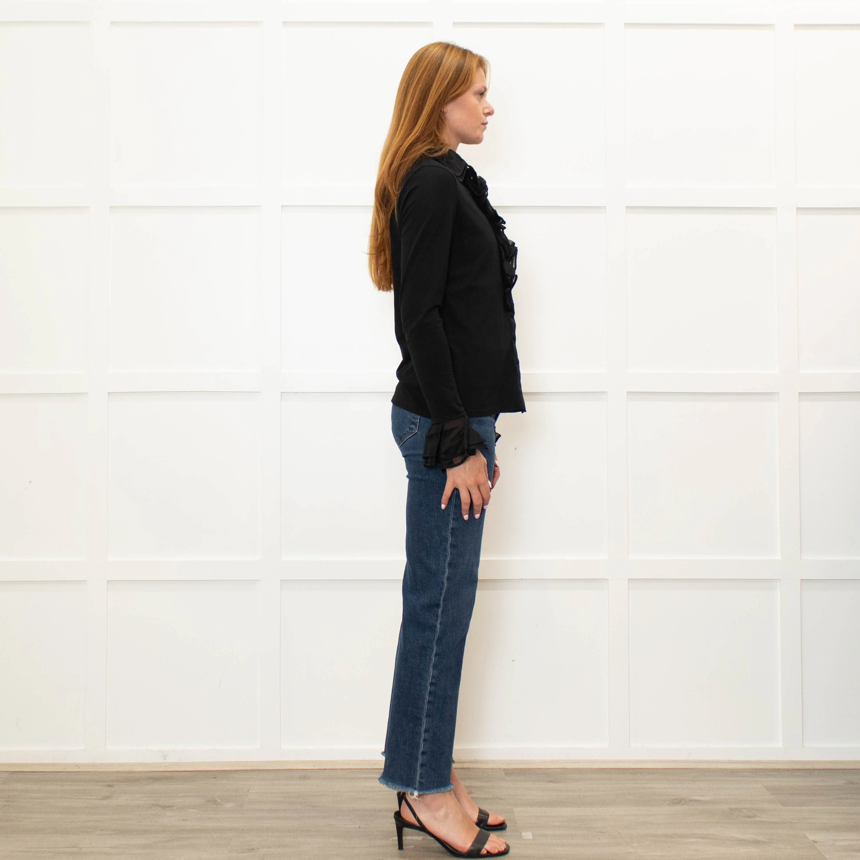 Anne Fontaine Black Frill Trim Shirt - Image 6