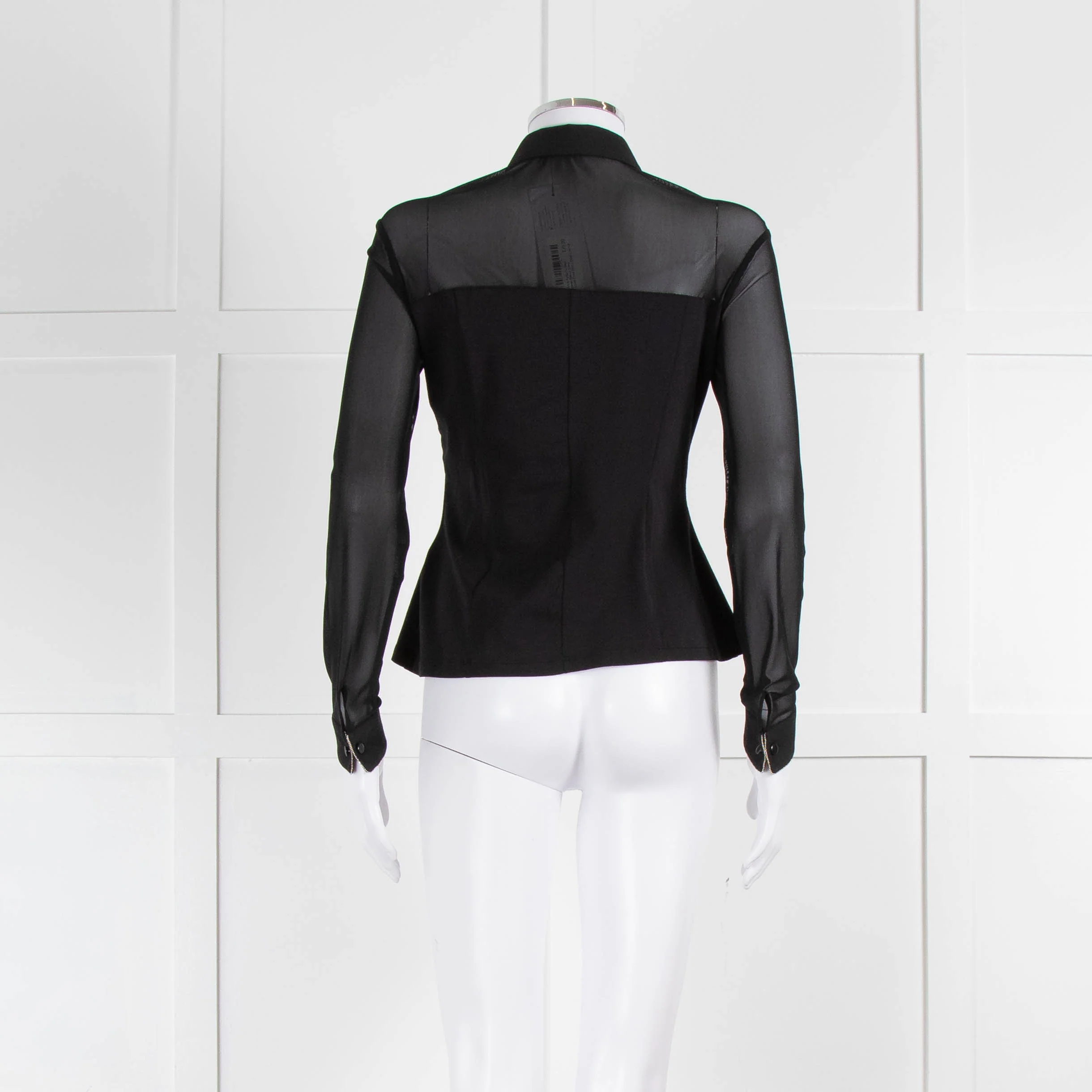 Anne Fontaine Black Mesh Sleeve Silver Chain Front Shirt - Image 5