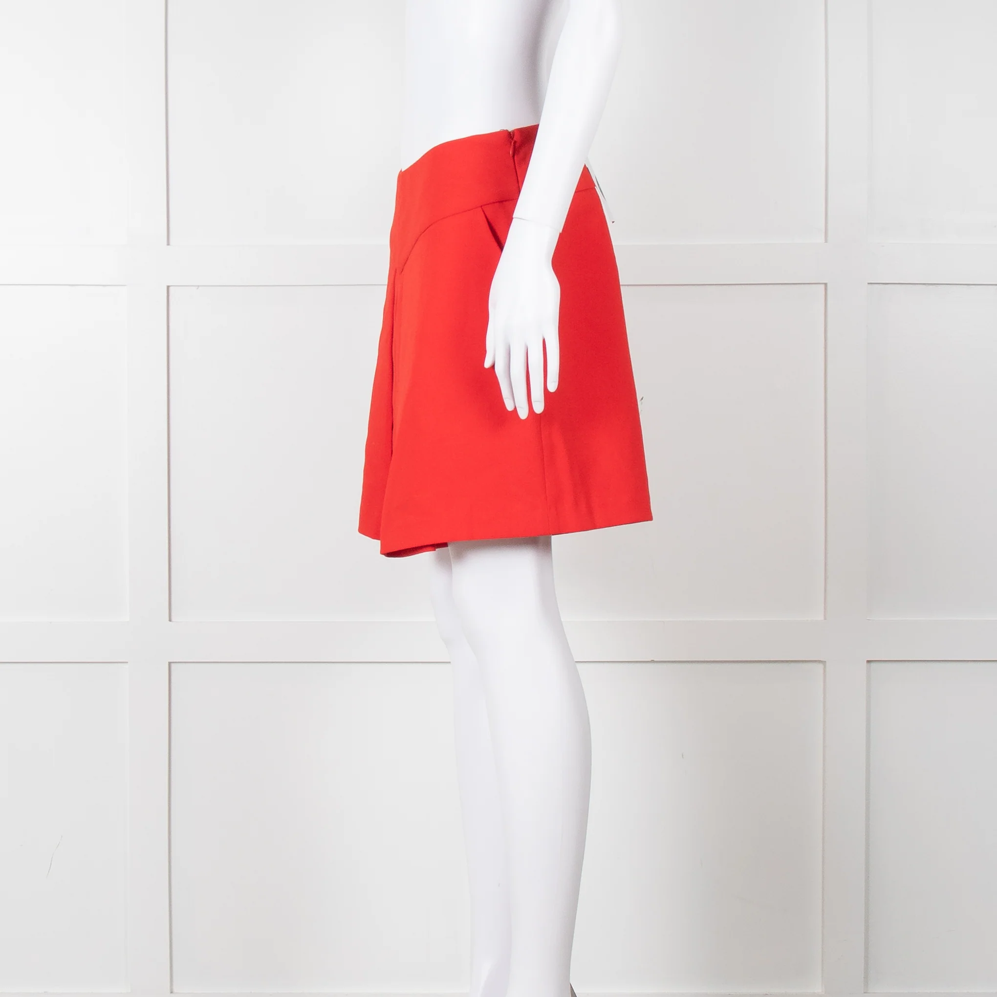 Anne Fontaine Orange Red Front Pleated Shorts - Image 3